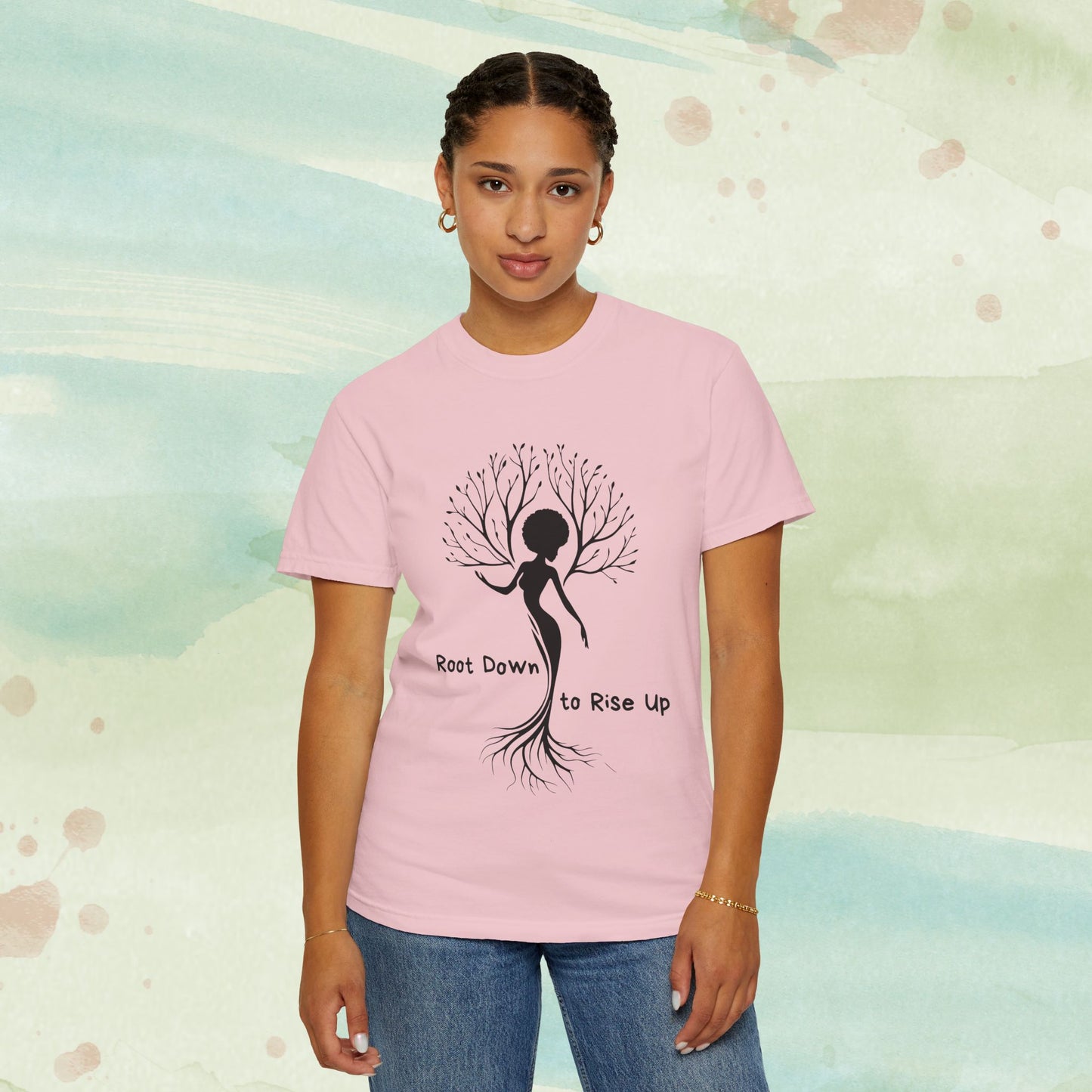 Root Down to Rise Up | Vintage Comfort Colors Yoga Tee | Grounding Botanical Graphic Shirt