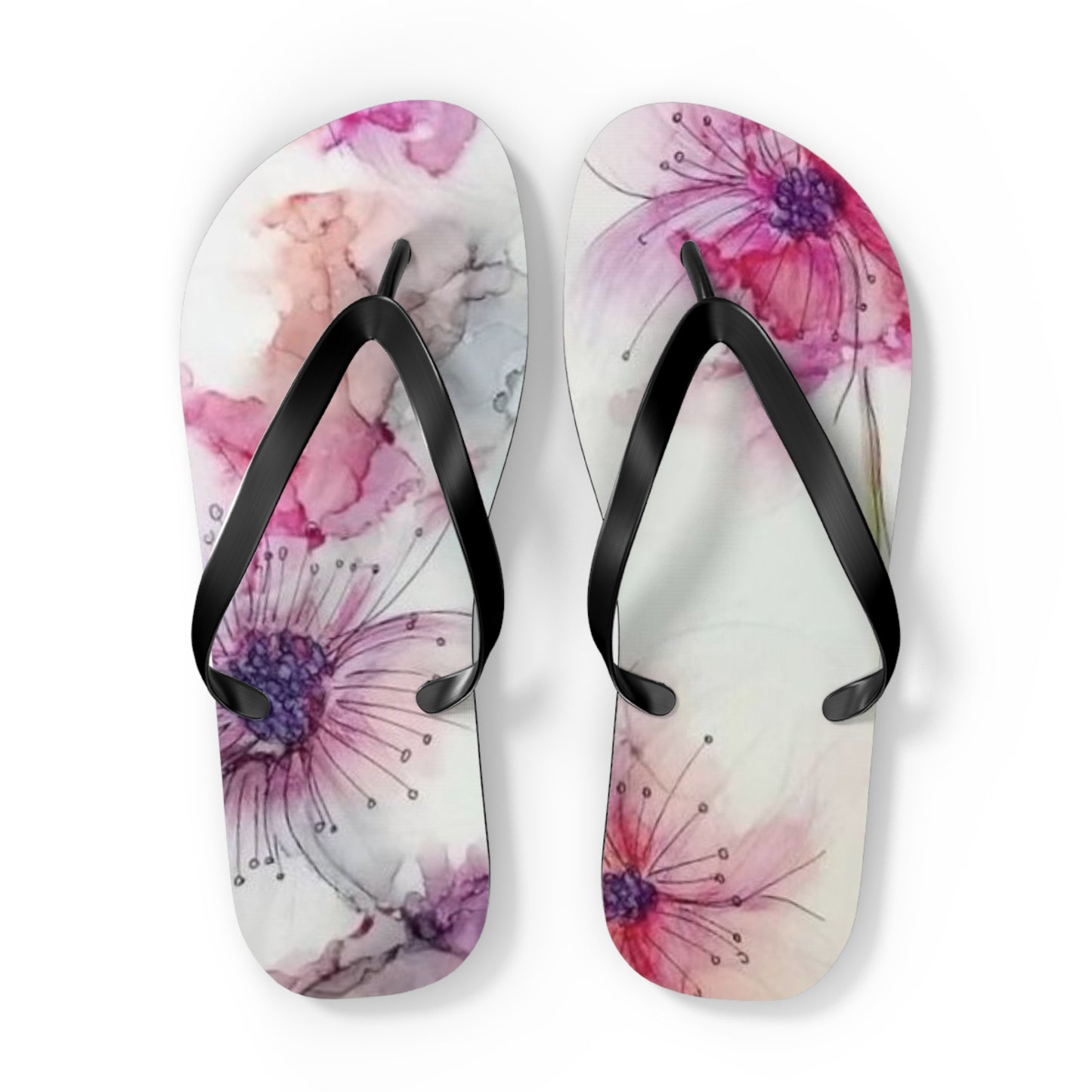 Watercolor Flowers Flip Flops - Eccentricity Emporium LLC