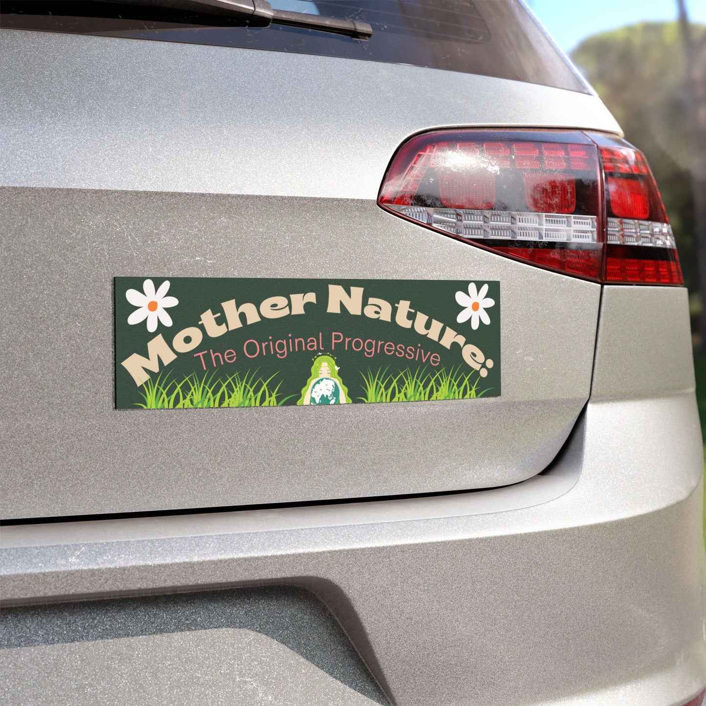 Mother Nature: The Original Progressive Car Magnet - Eco-Friendly Floral Bumper Magnet - Retro Garden Decor