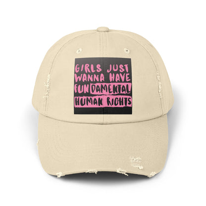 Girls Fundamental Rights Unisex Distressed Cap - Eccentricity Emporium LLC