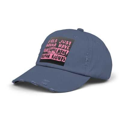 Girls Fundamental Rights Unisex Distressed Cap - Eccentricity Emporium LLC