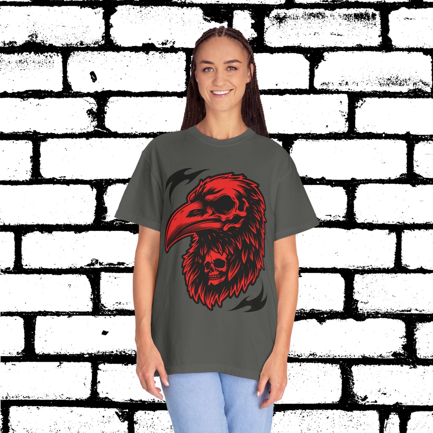 The Alchemist's Omen Tee | Red & Black Bird Skull Graphic