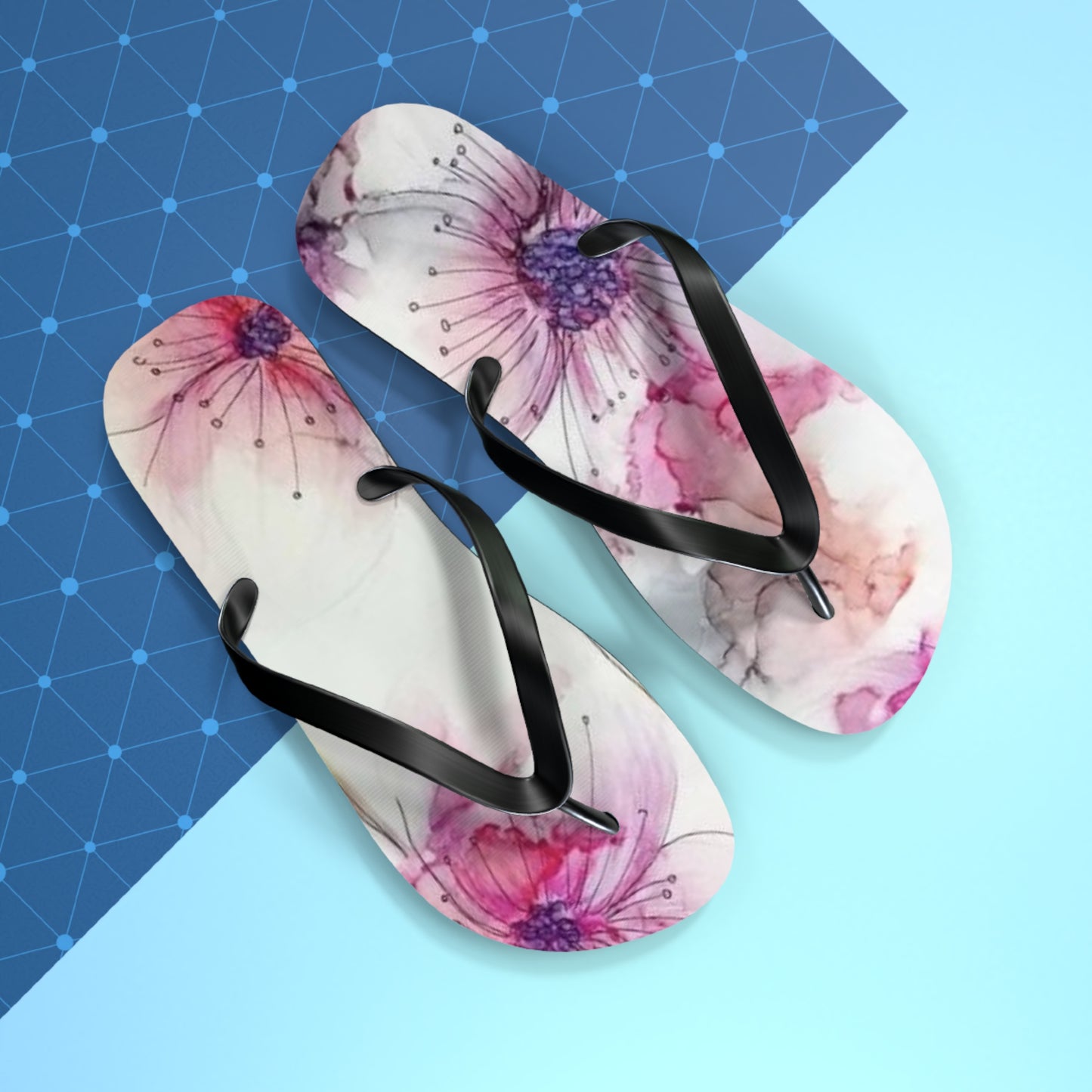 Watercolor Flowers Flip Flops - Eccentricity Emporium LLC