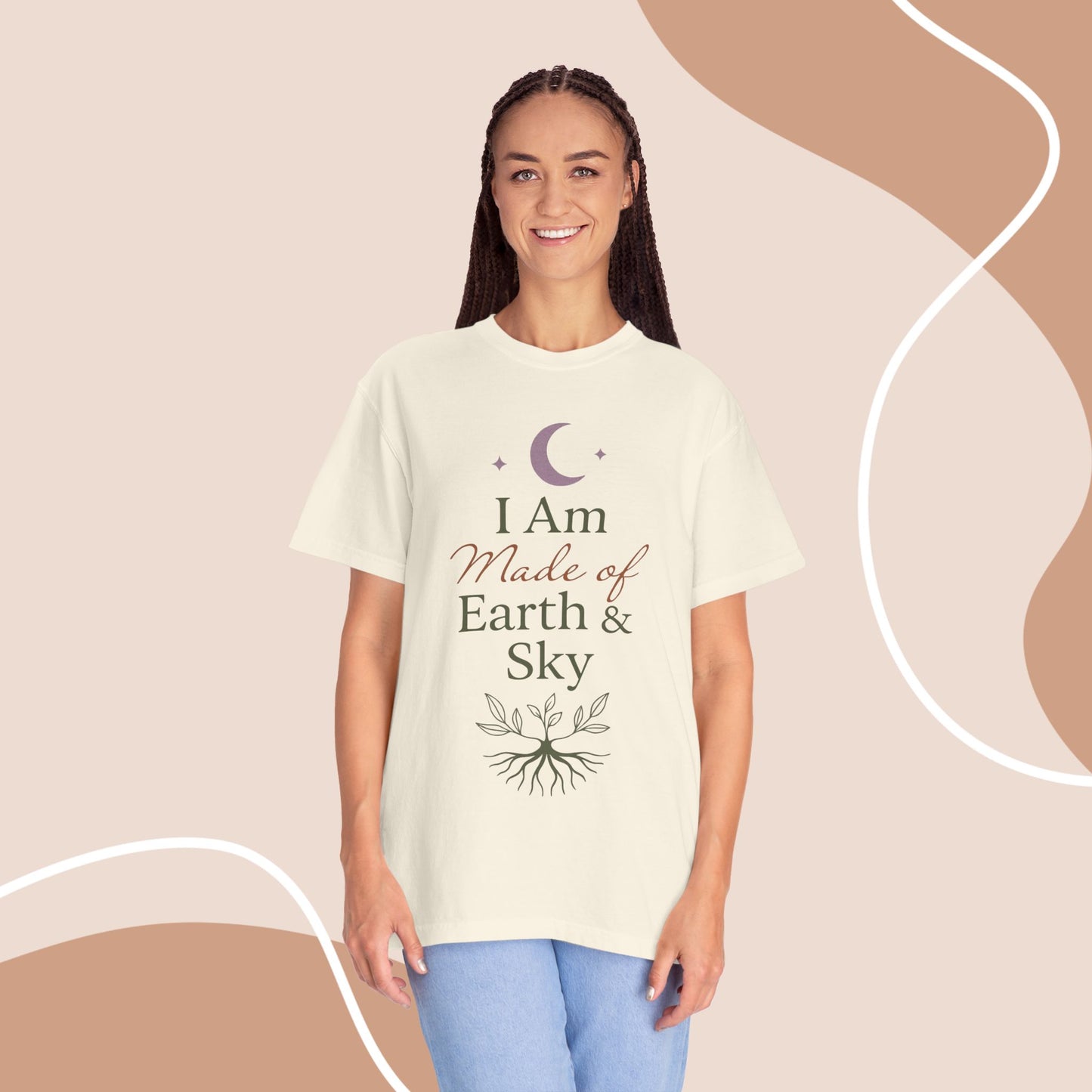Earth & Sky Celestial Graphic Tee | Spiritual Nature Aesthetic Unisex Comfort Shirt