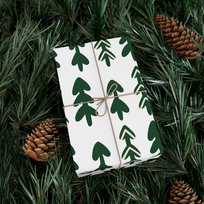 Handdrawn Christmas Trees Gift Wrap Papers