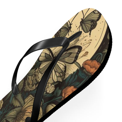 Moon and Flowers Flip Flops - Eccentricity Emporium LLC