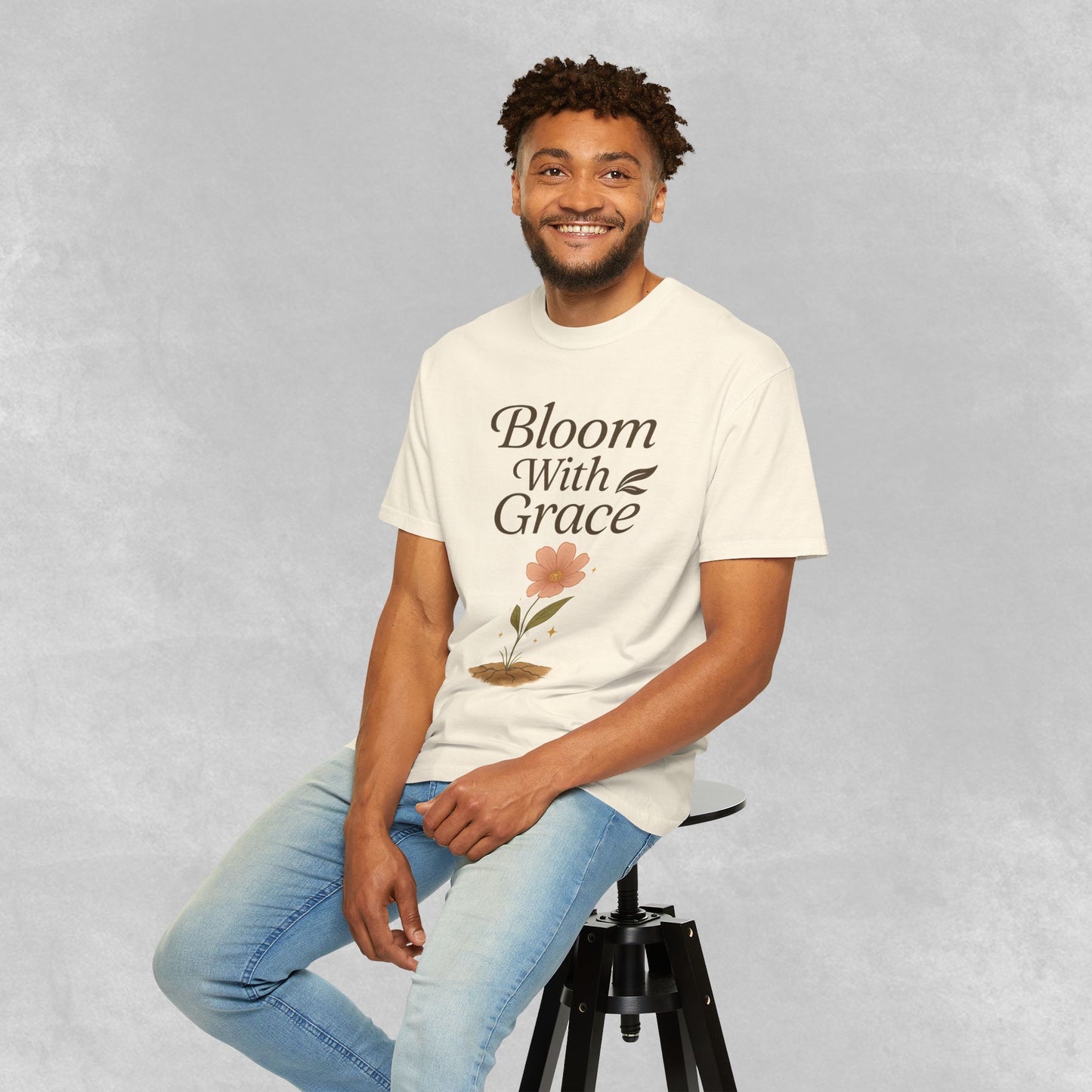 Bloom With Grace Botanical Tee | Wildflower Affirmation Shirt | Inspirational Self-Growth Gift