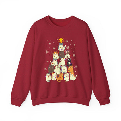 Cat Christmas Tree Unisex Heavy Blend™ Crewneck Sweatshirt