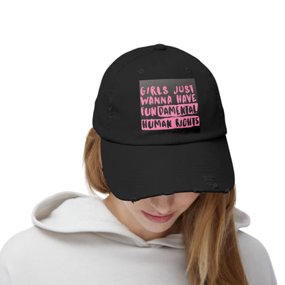 Girls Fundamental Rights Unisex Distressed Cap - Eccentricity Emporium LLC