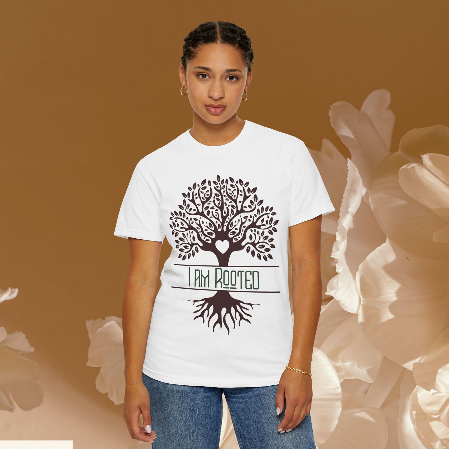 I Am Rooted Botanical Tree Tee | Heart-Centered Grounding Shirt | Yoga & Mindfulness Graphic