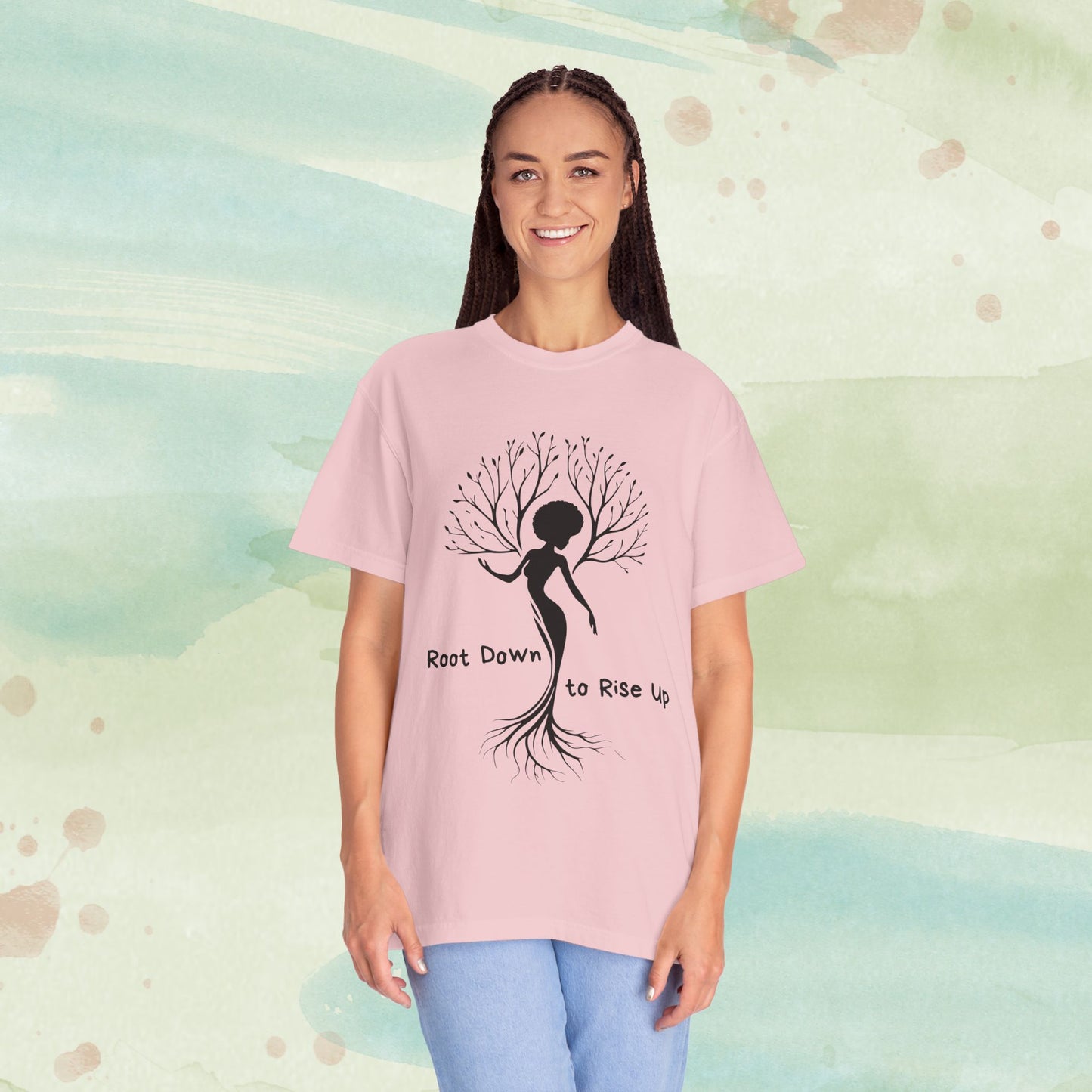 Root Down to Rise Up | Vintage Comfort Colors Yoga Tee | Grounding Botanical Graphic Shirt