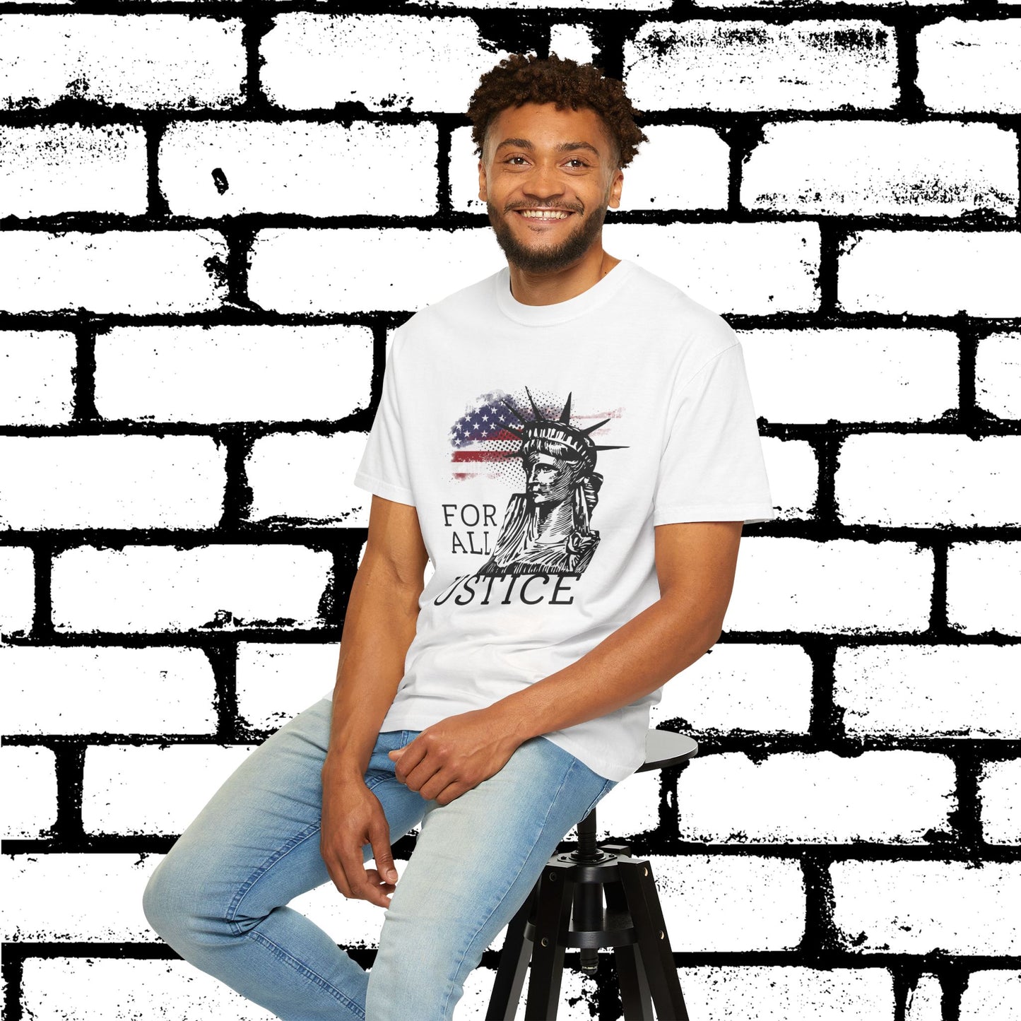 For All Justice Unisex Graphic T-Shirt | Vintage Style Liberty Tee