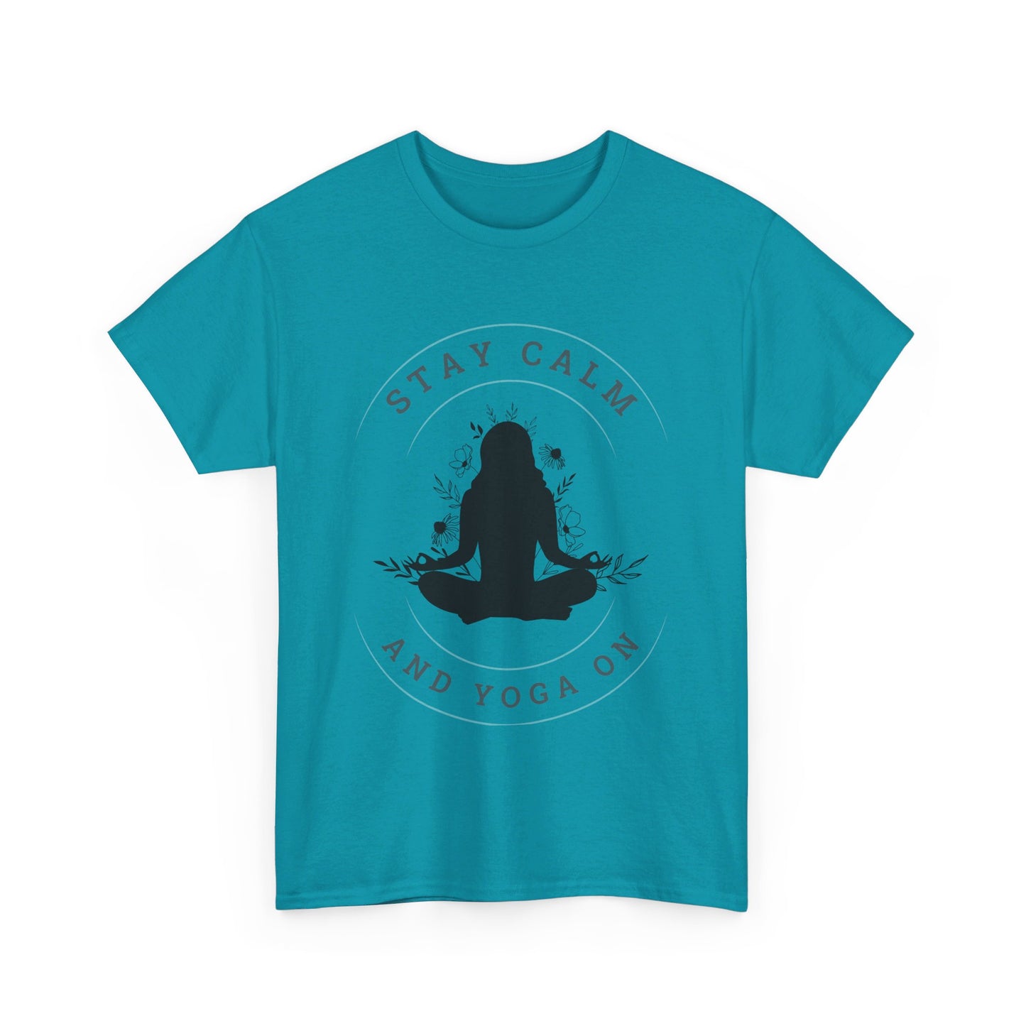 Stay Calm and Yoga On Unisex Heavy Cotton Tee