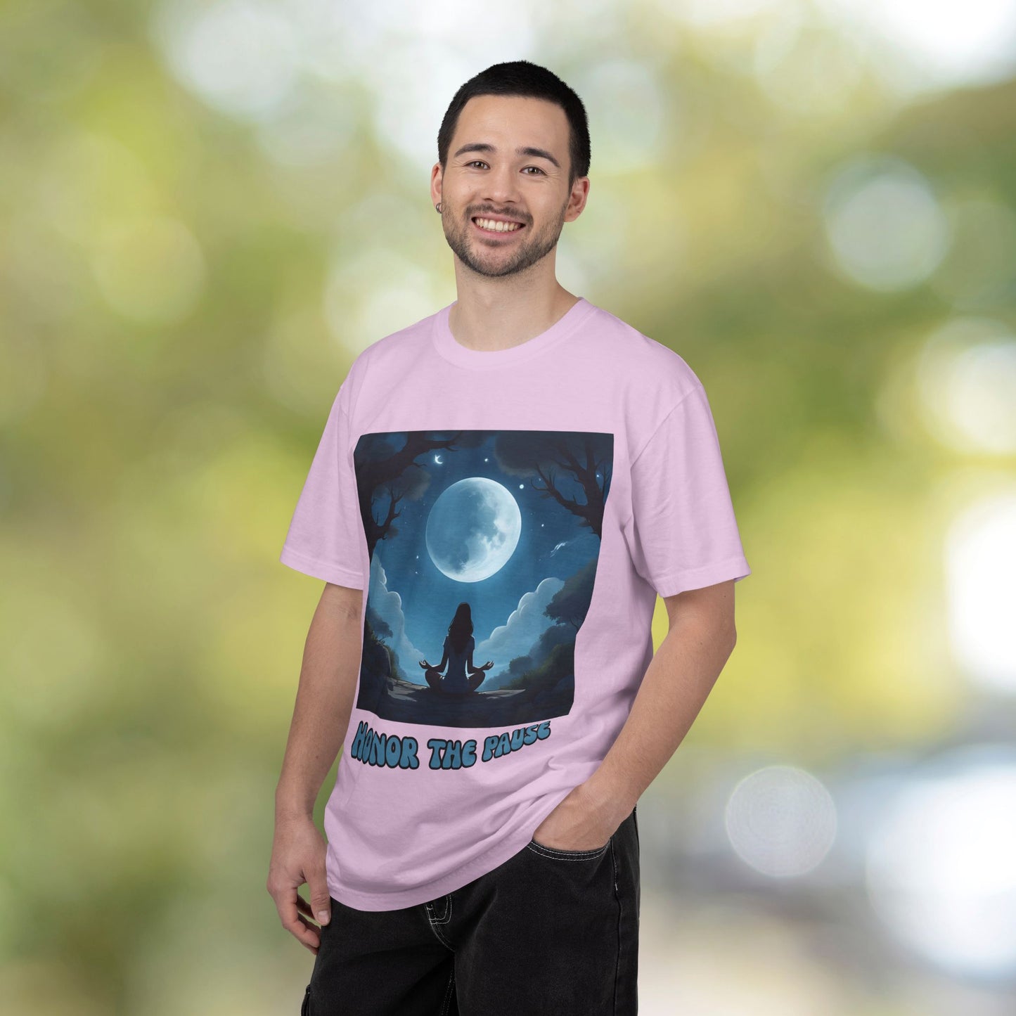 Honor the Pause Graphic Tee | Mindful Meditation Shirt | Celestial Self-Care Affirmation