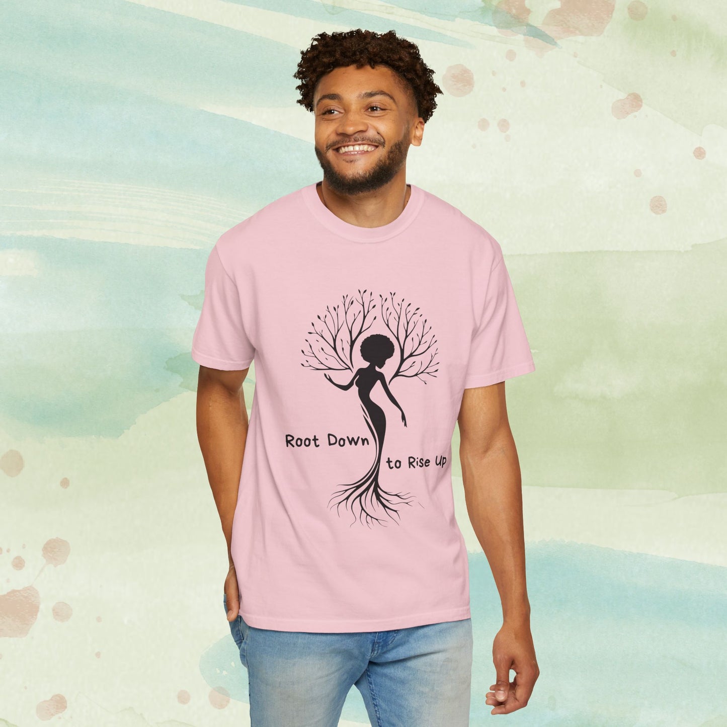 Root Down to Rise Up | Vintage Comfort Colors Yoga Tee | Grounding Botanical Graphic Shirt