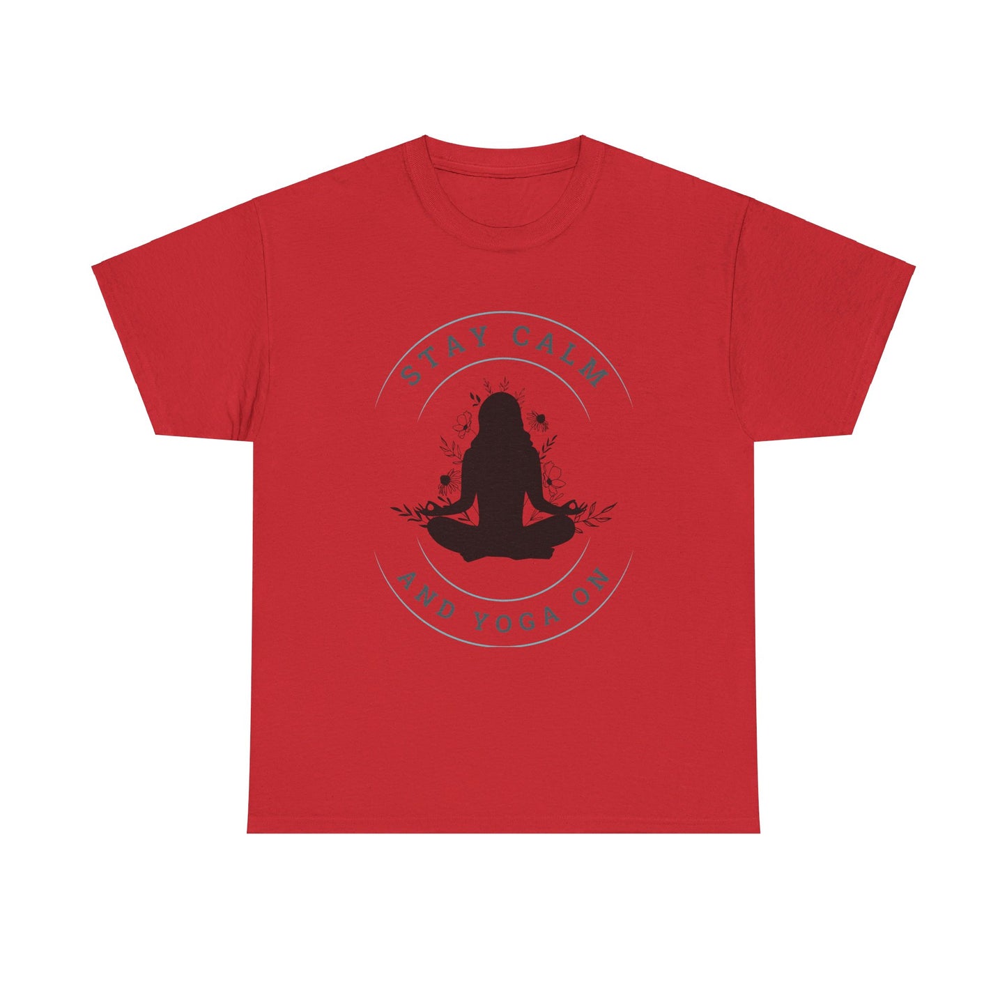 Stay Calm and Yoga On Unisex Heavy Cotton Tee