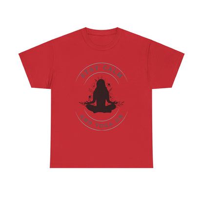 Stay Calm and Yoga On Unisex Heavy Cotton Tee