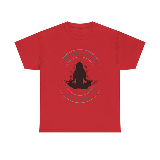 Stay Calm and Yoga On Unisex Heavy Cotton Tee