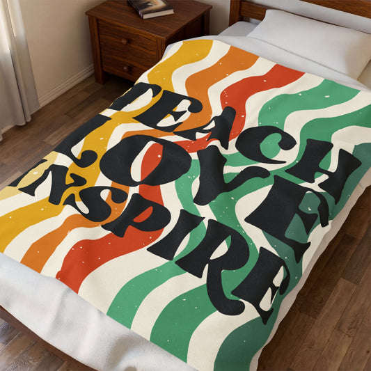 Teach Love Inspire Velveteen Plush Blanket - Teacher Appreciation Gift - Classroom Decor