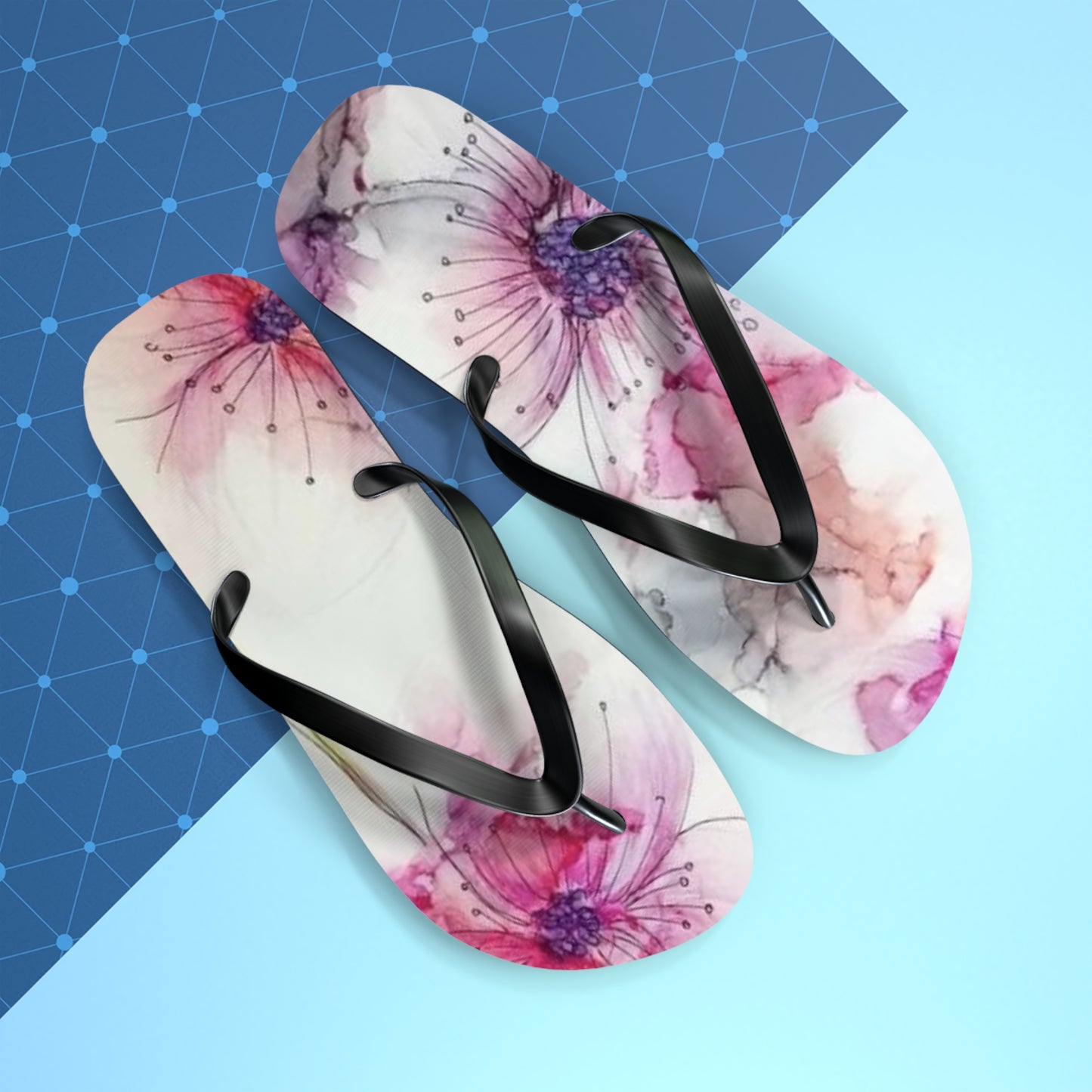 Watercolor Flowers Flip Flops - Eccentricity Emporium LLC