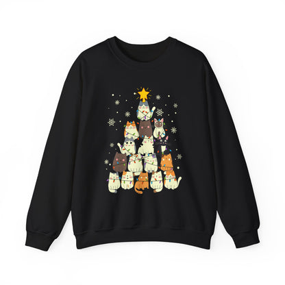 Cat Christmas Tree Unisex Heavy Blend™ Crewneck Sweatshirt