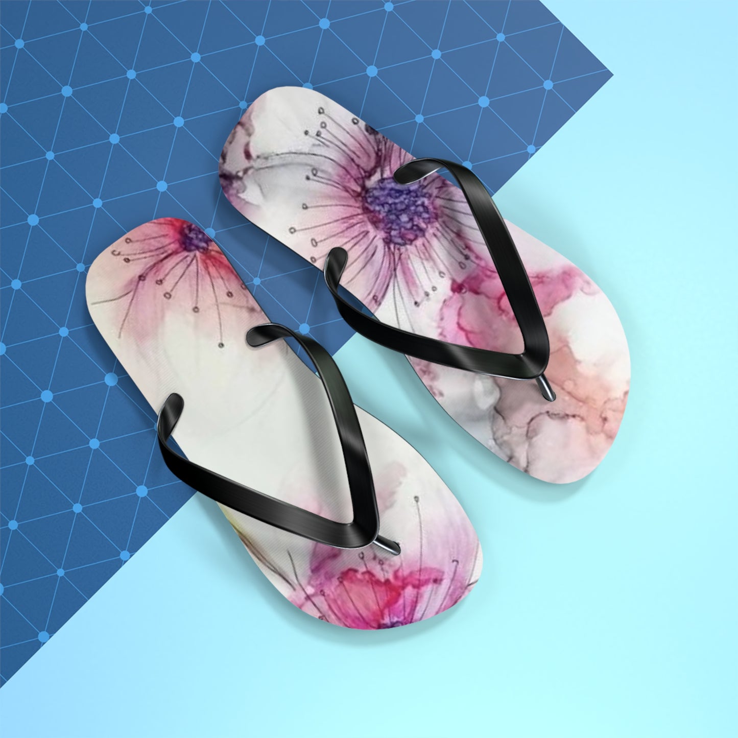 Watercolor Flowers Flip Flops - Eccentricity Emporium LLC