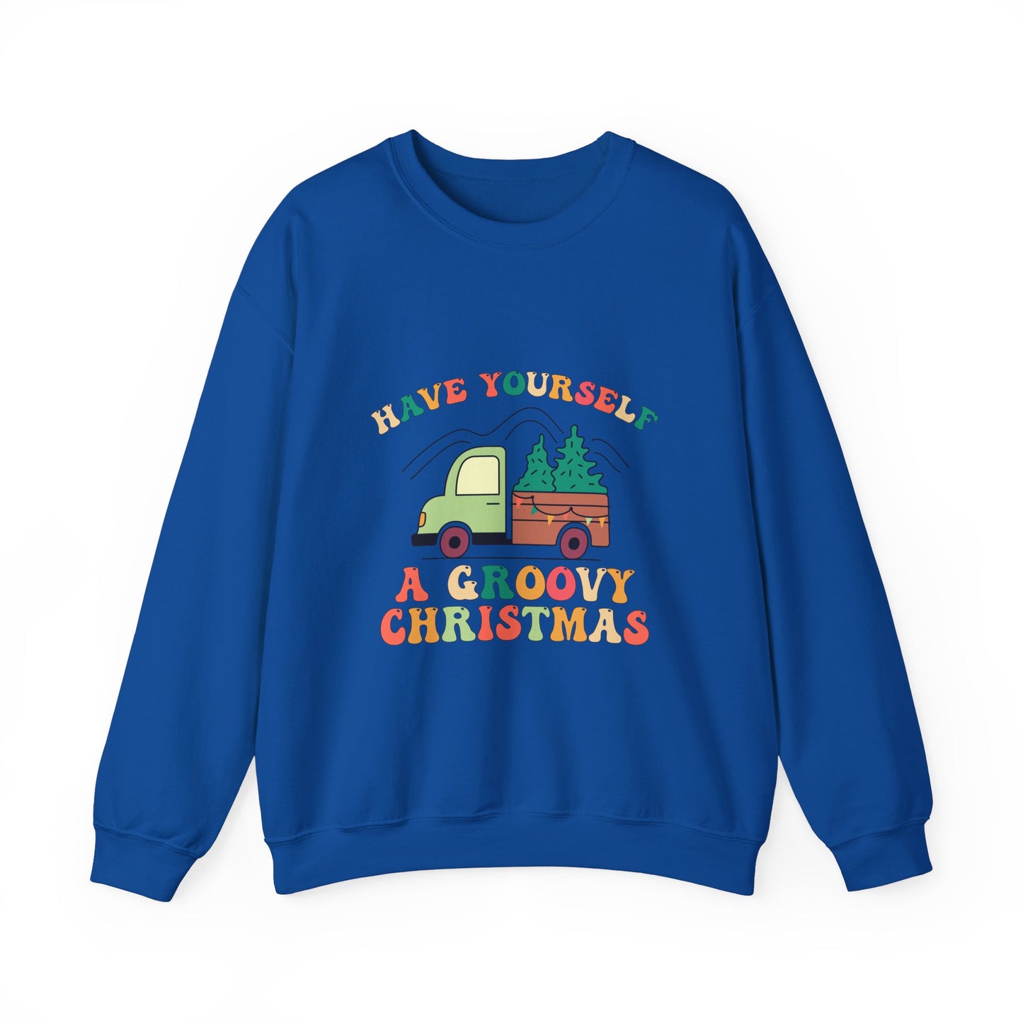 Groovy Merry Christmas Tree Unisex Heavy Blend™ Crewneck Sweatshirt