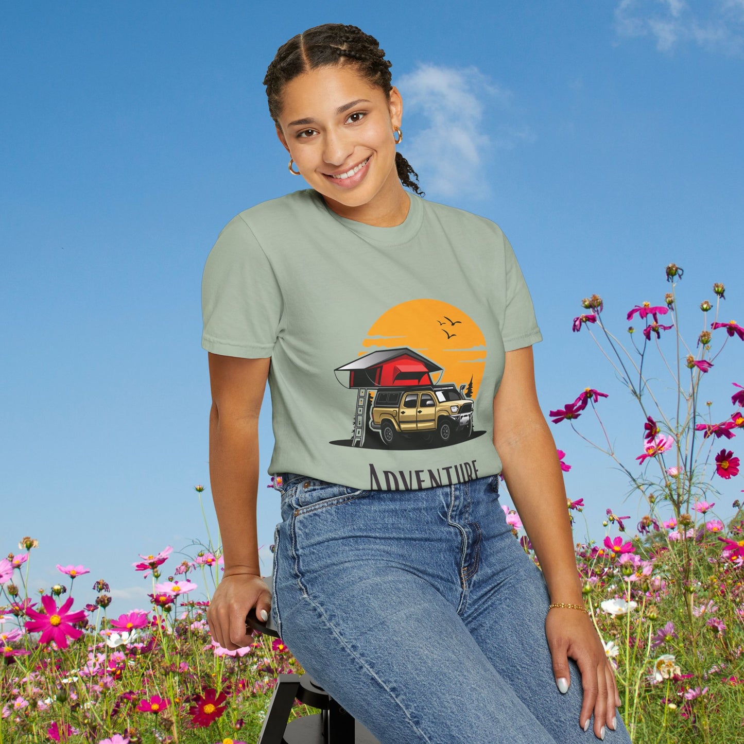 Adventure Awaits – Overland Sunset Rooftop Tent Tee