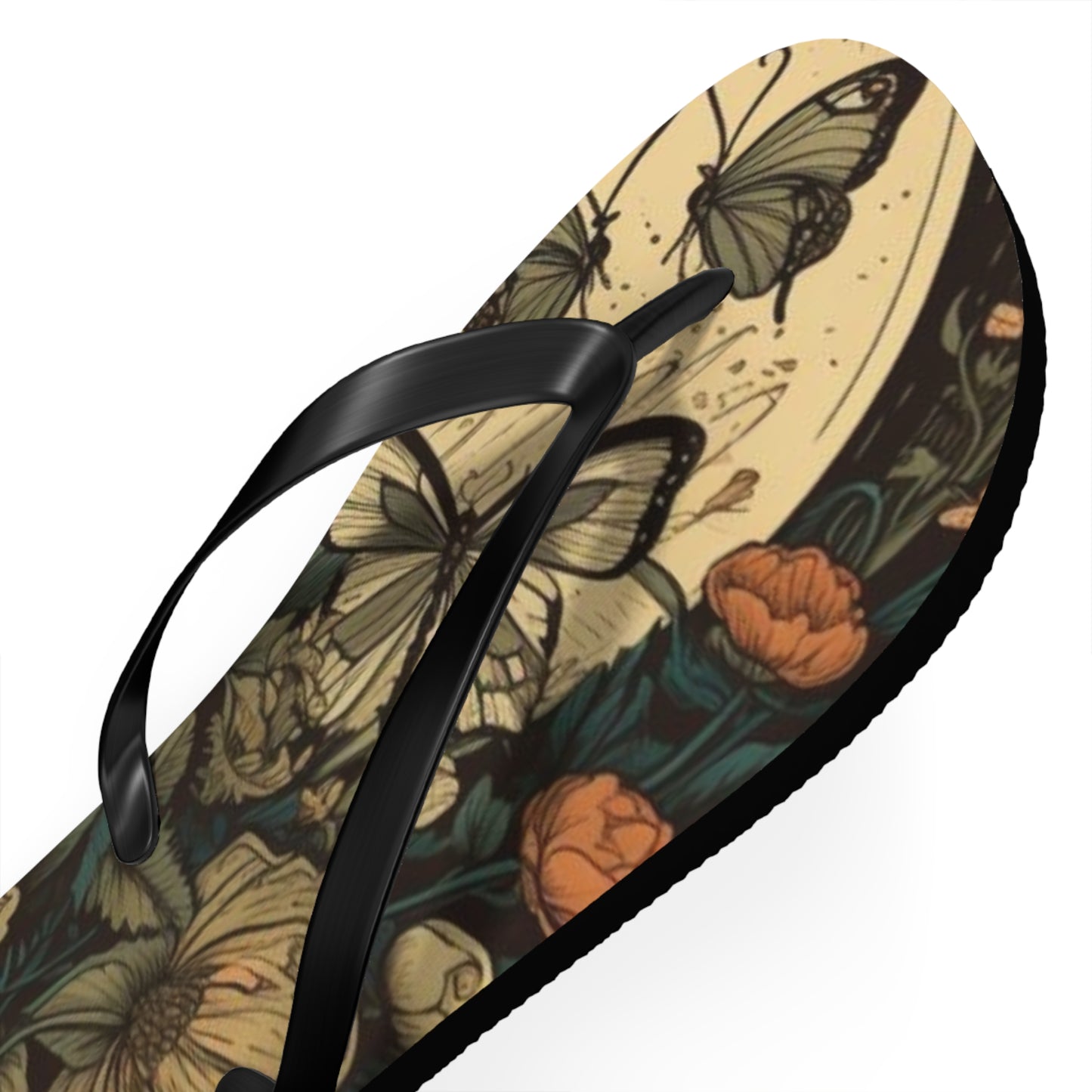 Moon and Flowers Flip Flops - Eccentricity Emporium LLC