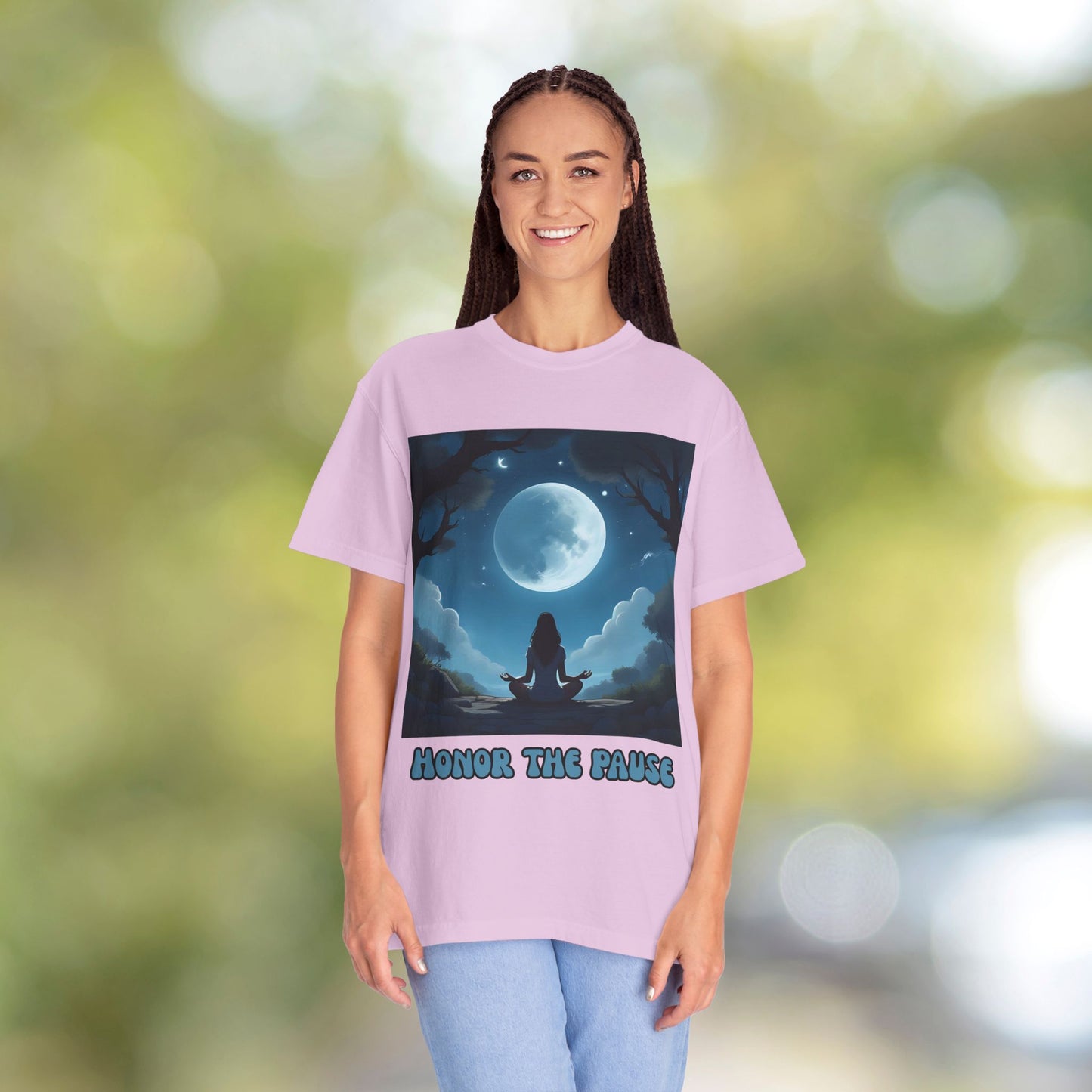 Honor the Pause Graphic Tee | Mindful Meditation Shirt | Celestial Self-Care Affirmation