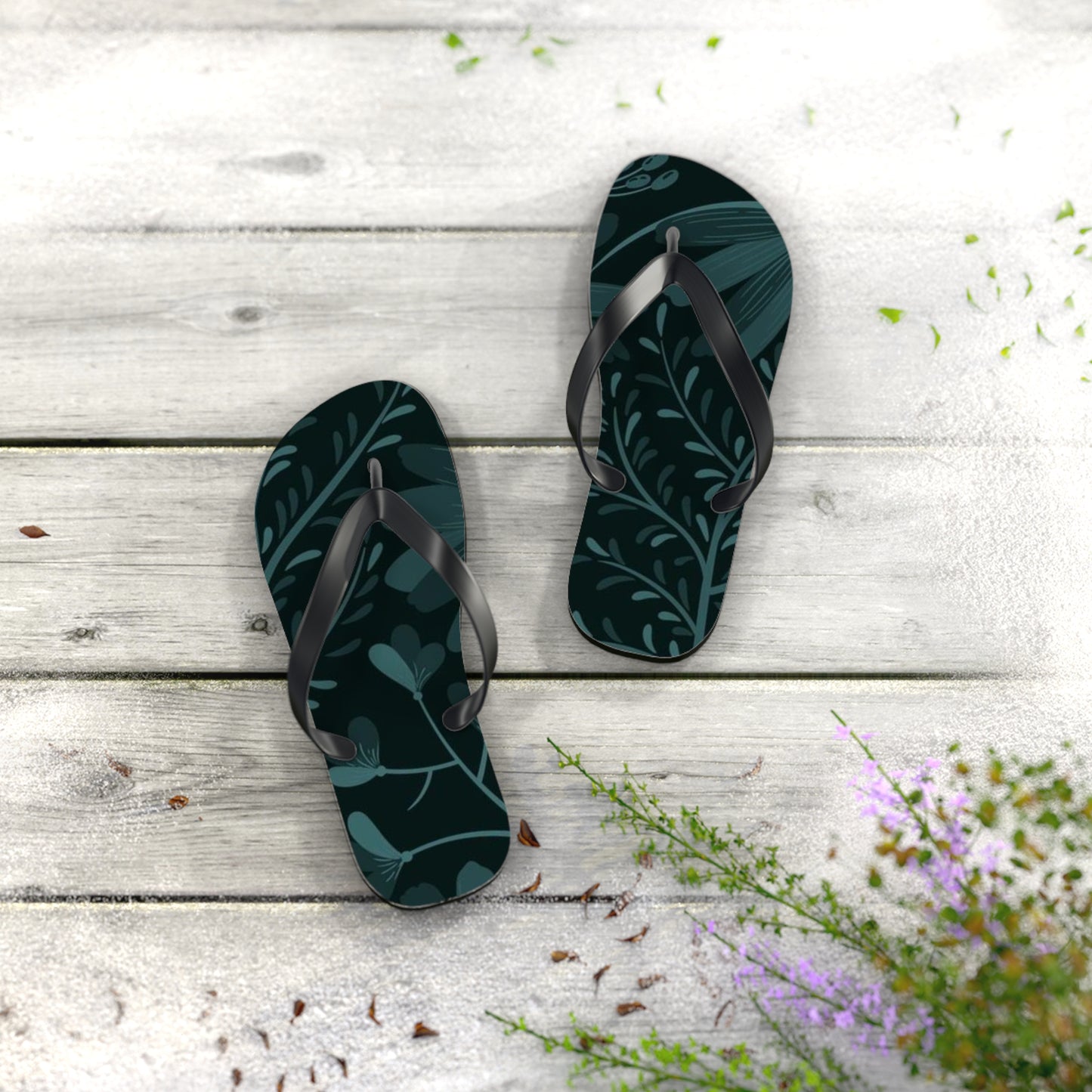 Dark Flowers Flip Flops - Eccentricity Emporium LLC