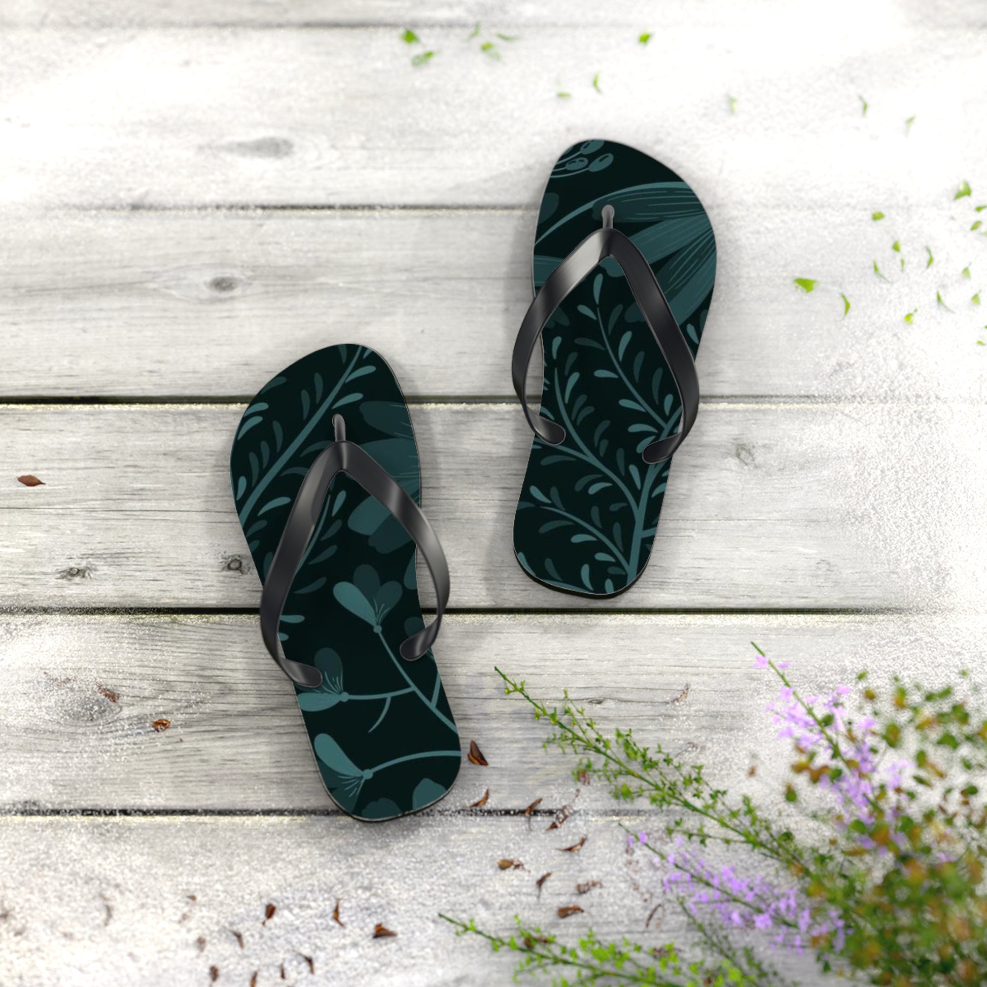 Dark Flowers Flip Flops - Eccentricity Emporium LLC