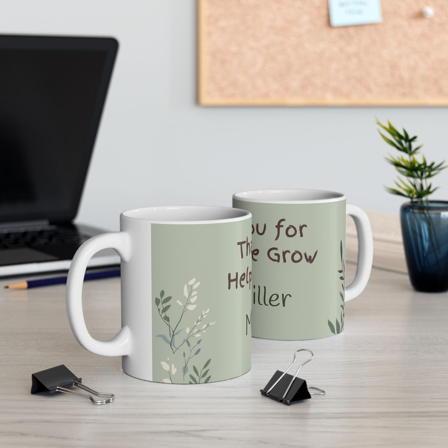 Teacher Thank You Mug — "Thank You for Helping Me Grow" Personalized Ceramic Coffee Cup