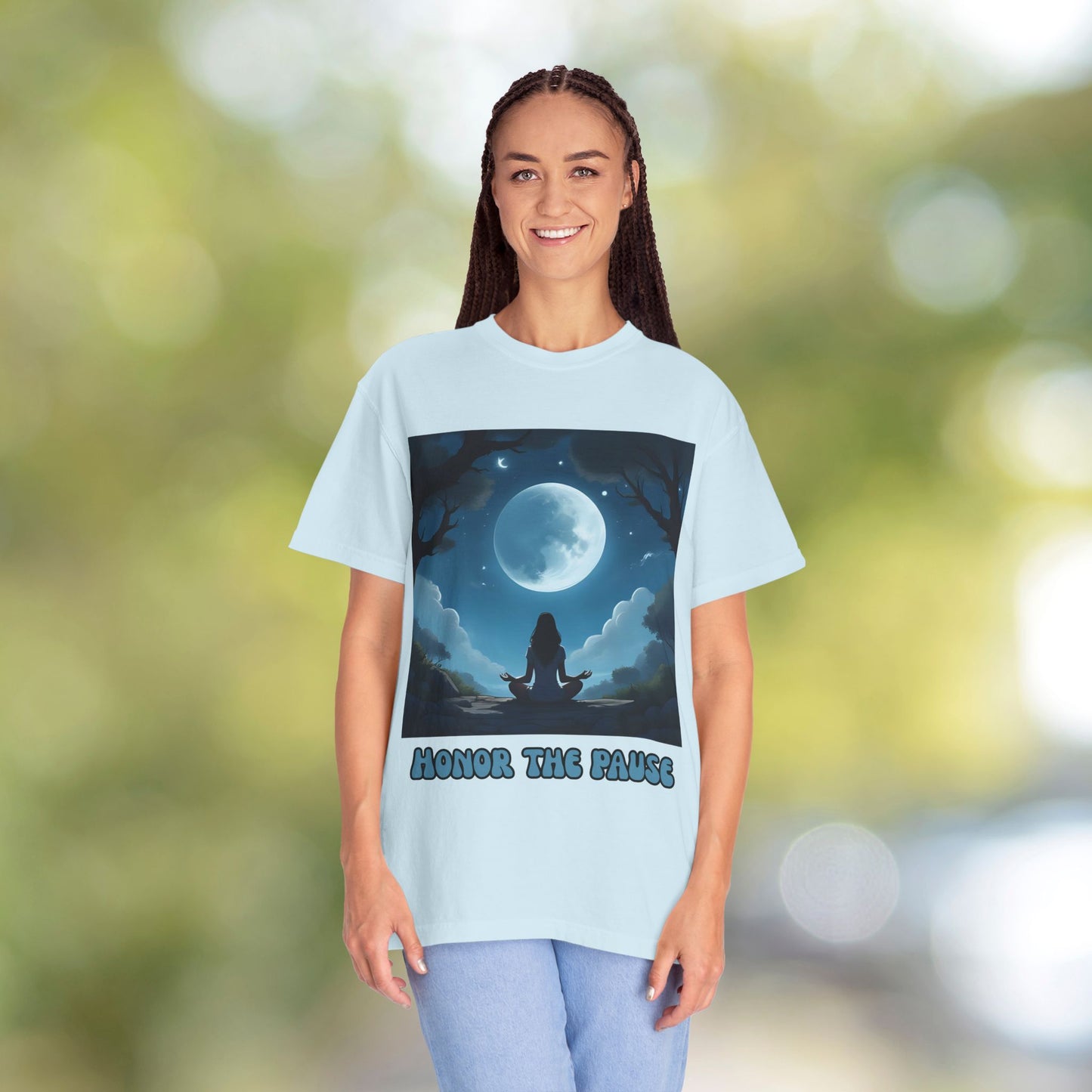 Honor the Pause Graphic Tee | Mindful Meditation Shirt | Celestial Self-Care Affirmation