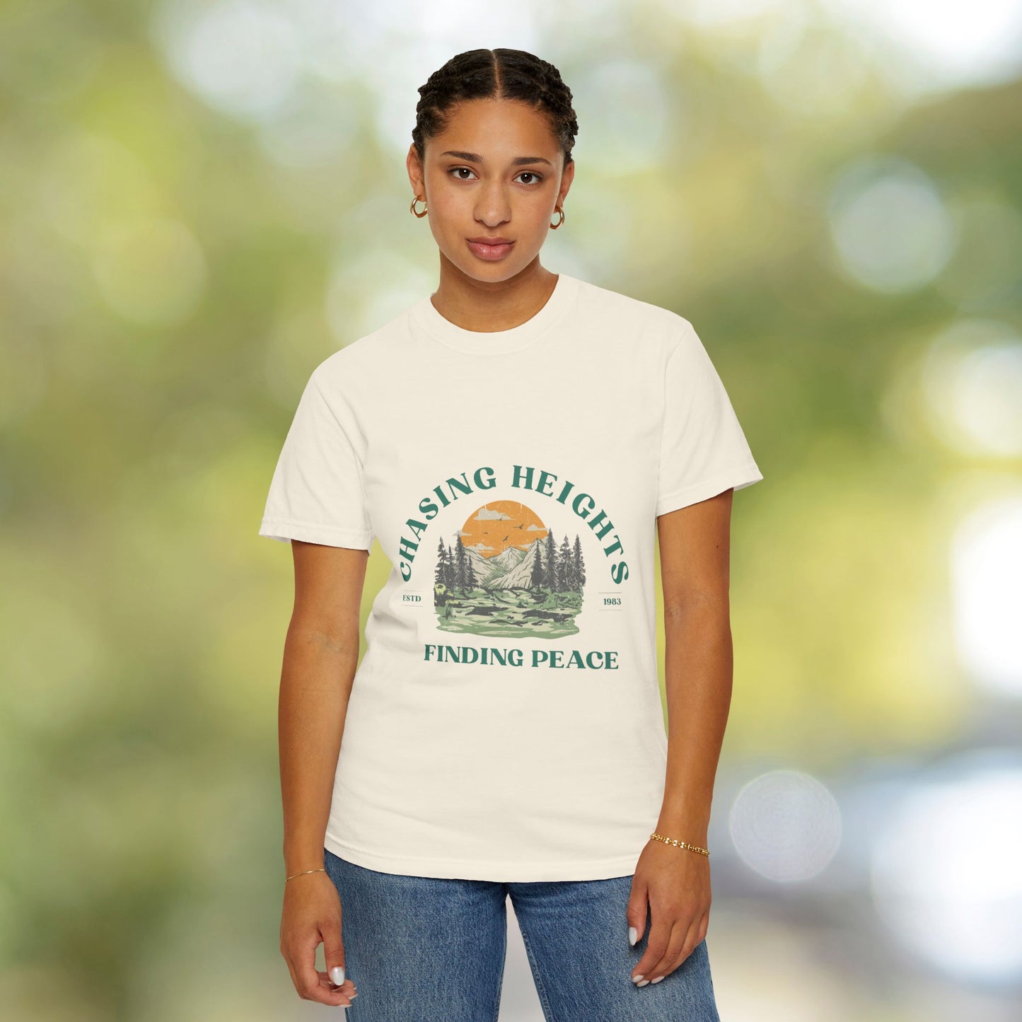 Chasing Heights, Finding Peace – Mountain Nature Tee (ESTD 1983)