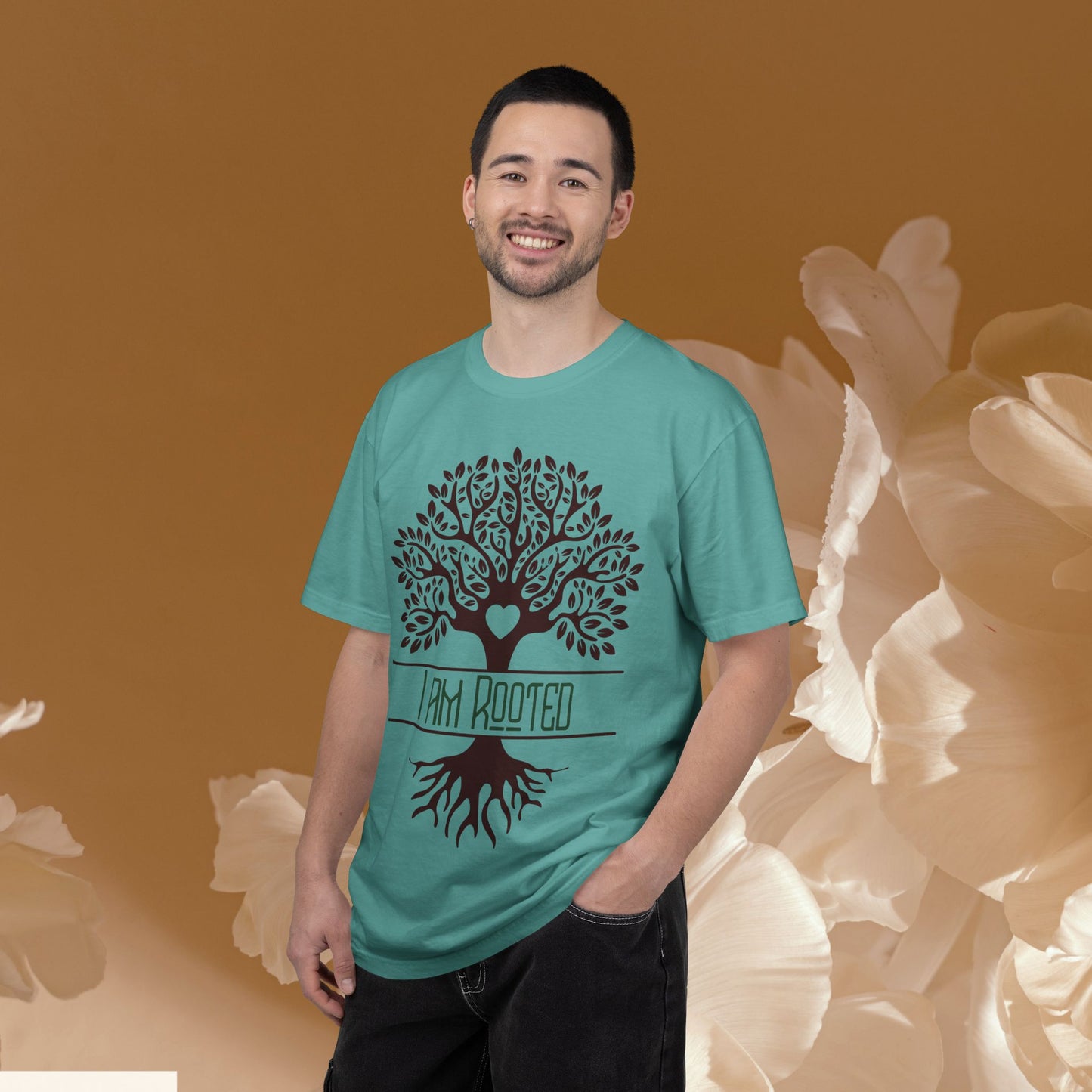 I Am Rooted Botanical Tree Tee | Heart-Centered Grounding Shirt | Yoga & Mindfulness Graphic