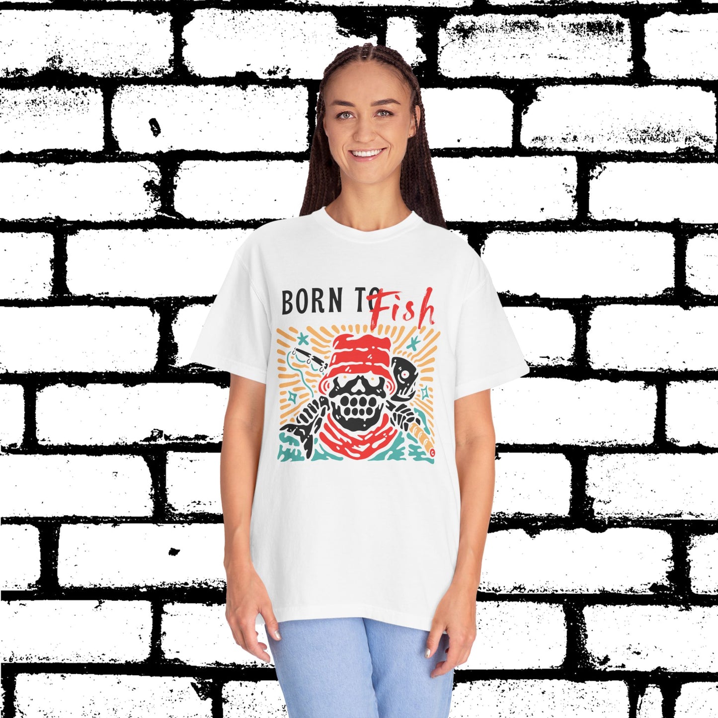 The Born to Fish Tee | Retro Wilderness Graphic Shirt | Vibrant Nature Apparel