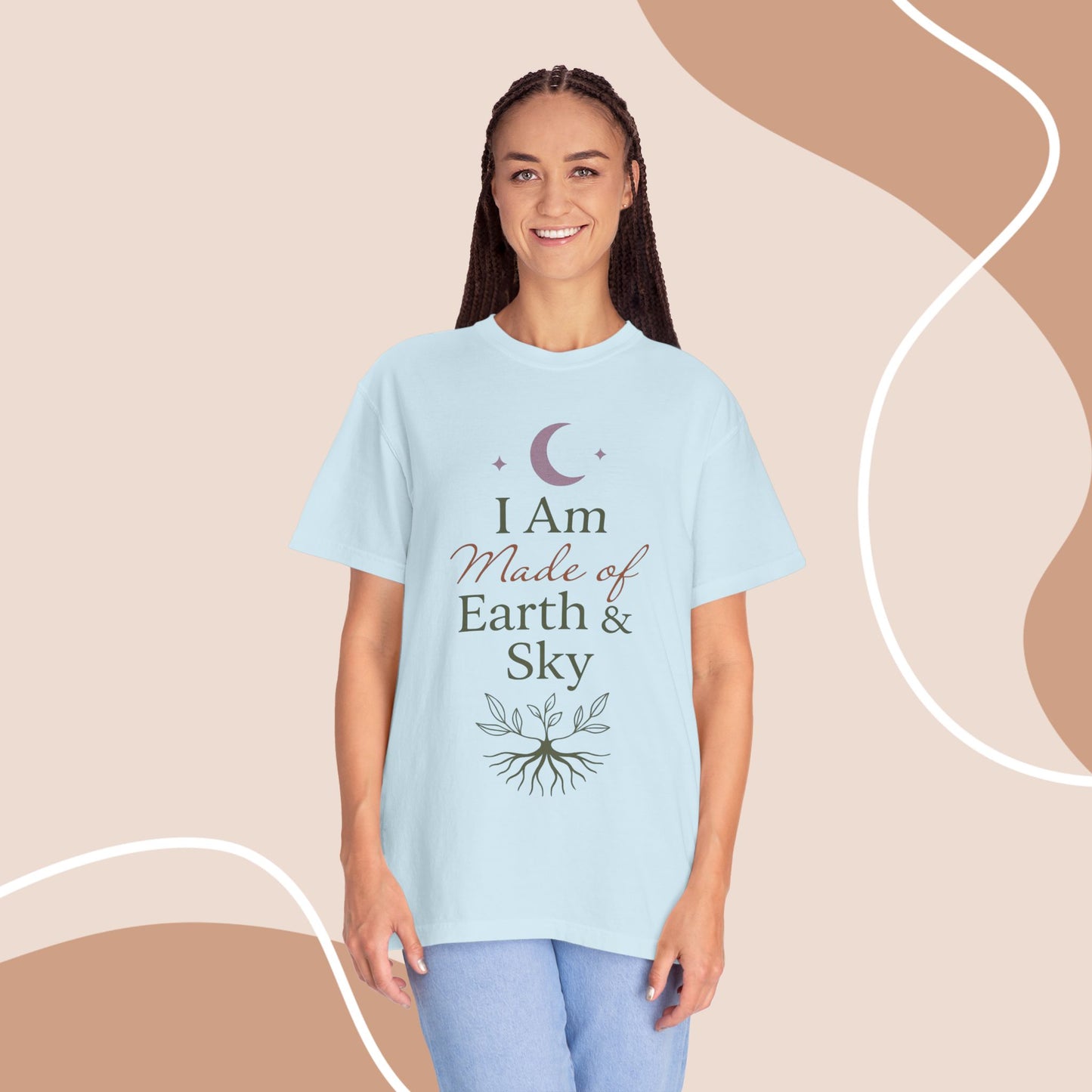 Earth & Sky Celestial Graphic Tee | Spiritual Nature Aesthetic Unisex Comfort Shirt