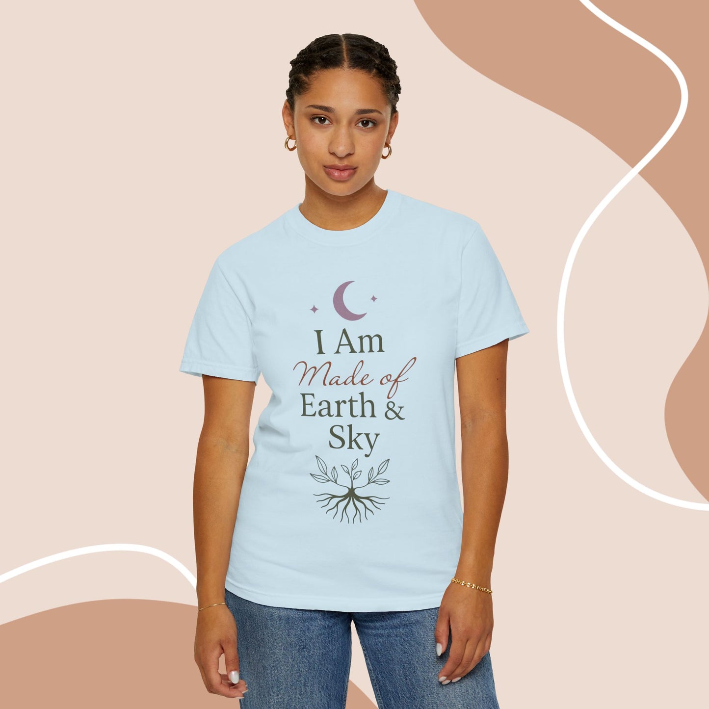 Earth & Sky Celestial Graphic Tee | Spiritual Nature Aesthetic Unisex Comfort Shirt