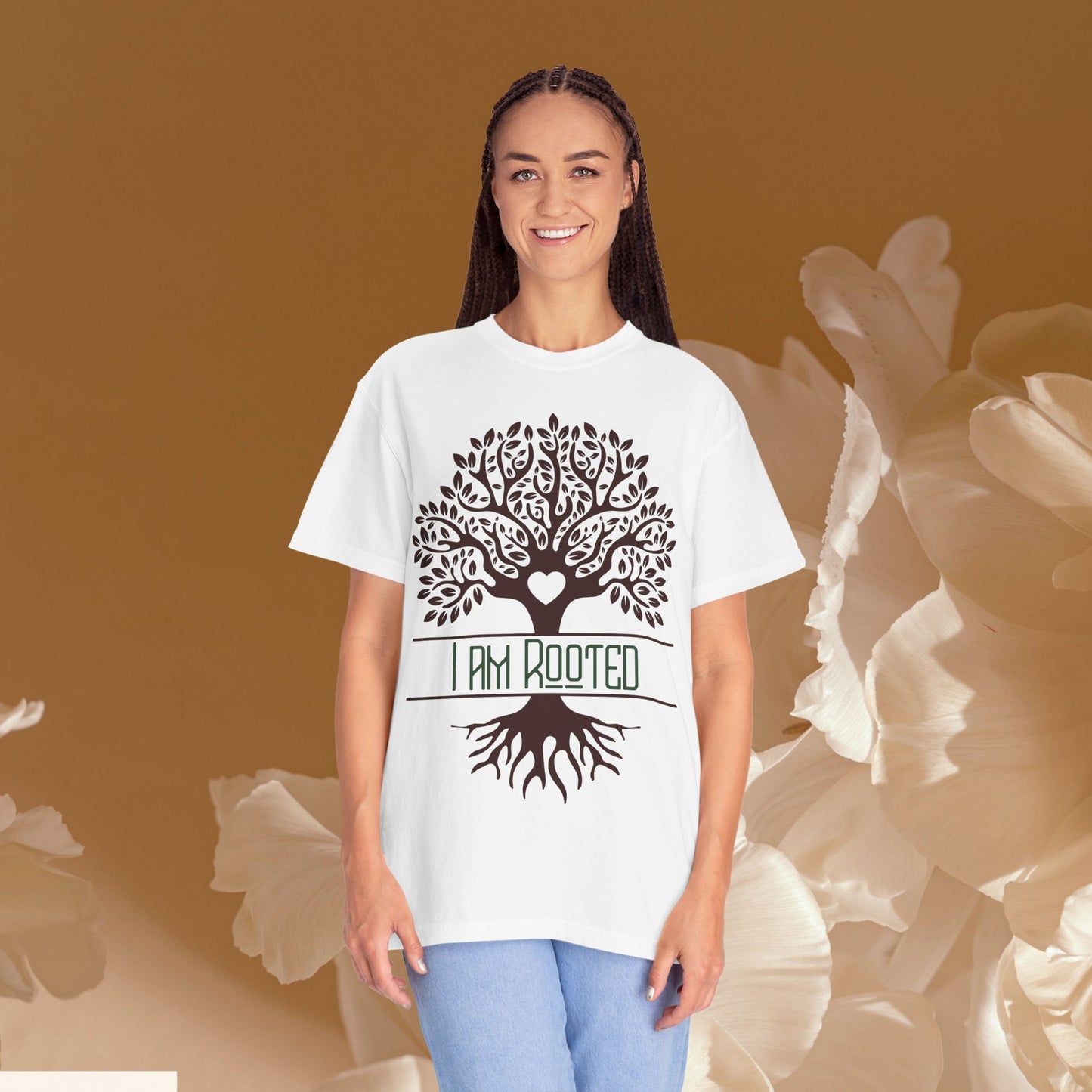 I Am Rooted Botanical Tree Tee | Heart-Centered Grounding Shirt | Yoga & Mindfulness Graphic