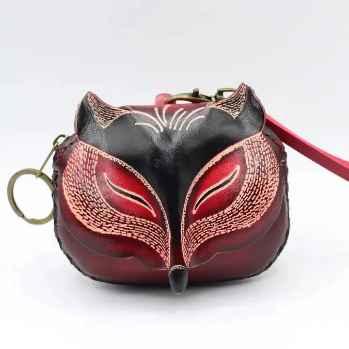 Handmade Red Fox Leather Wallet Coin Purse Wallet