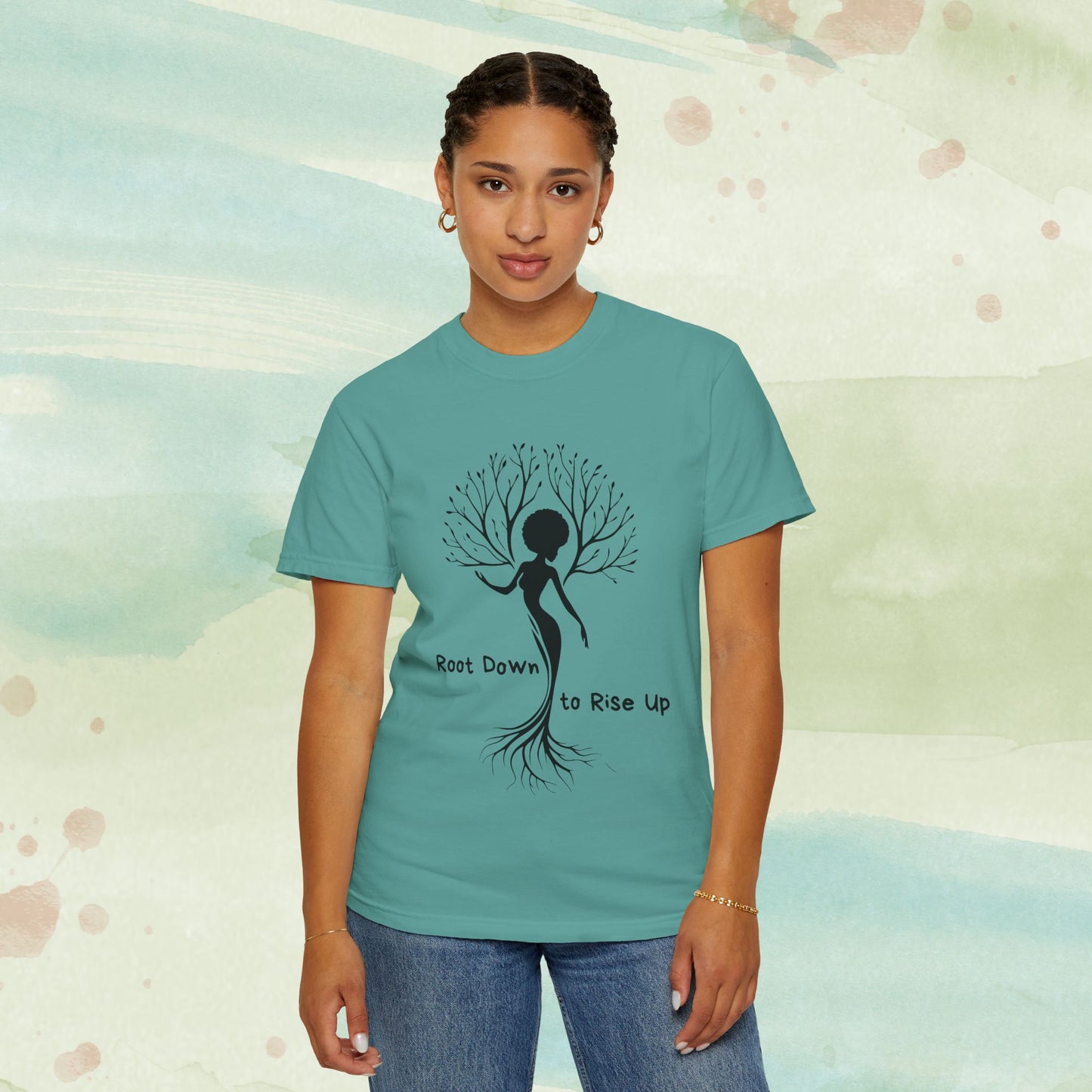 Root Down to Rise Up | Vintage Comfort Colors Yoga Tee | Grounding Botanical Graphic Shirt