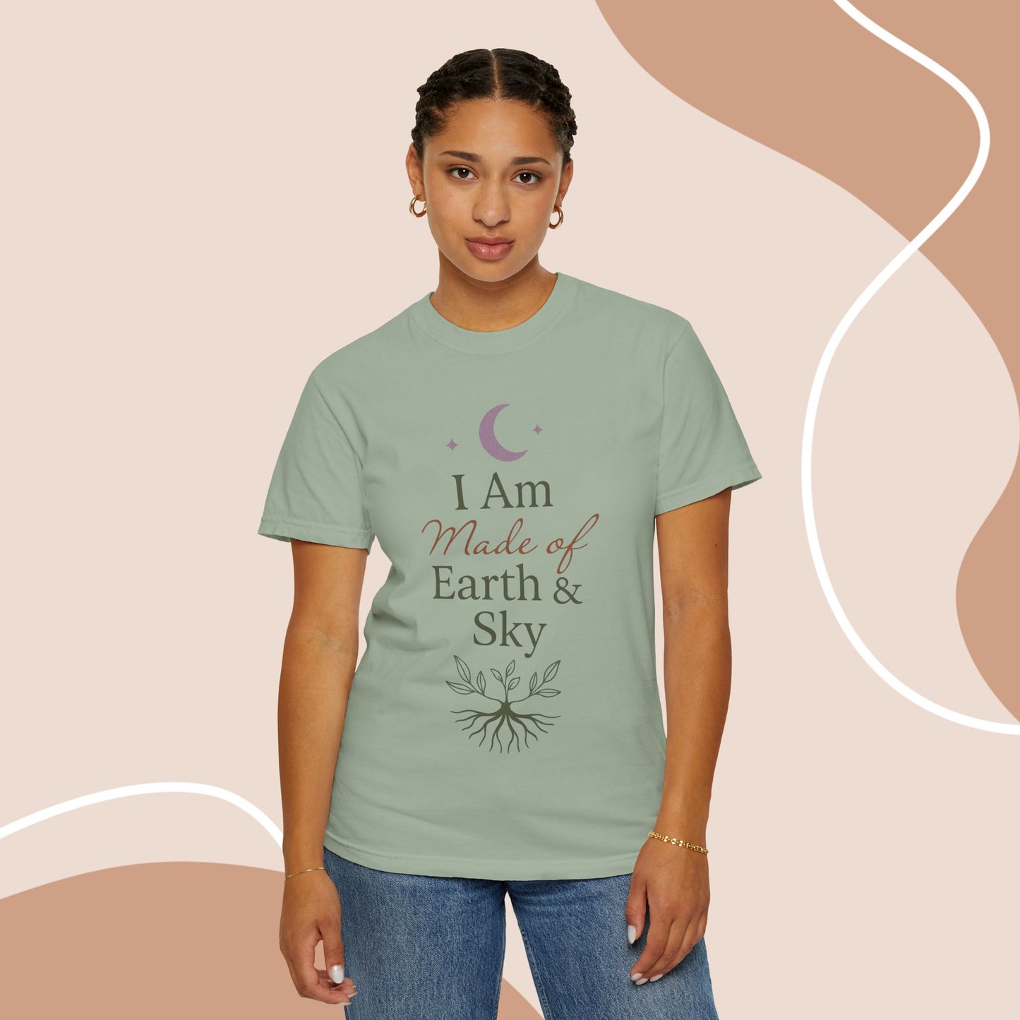 Earth & Sky Celestial Graphic Tee | Spiritual Nature Aesthetic Unisex Comfort Shirt