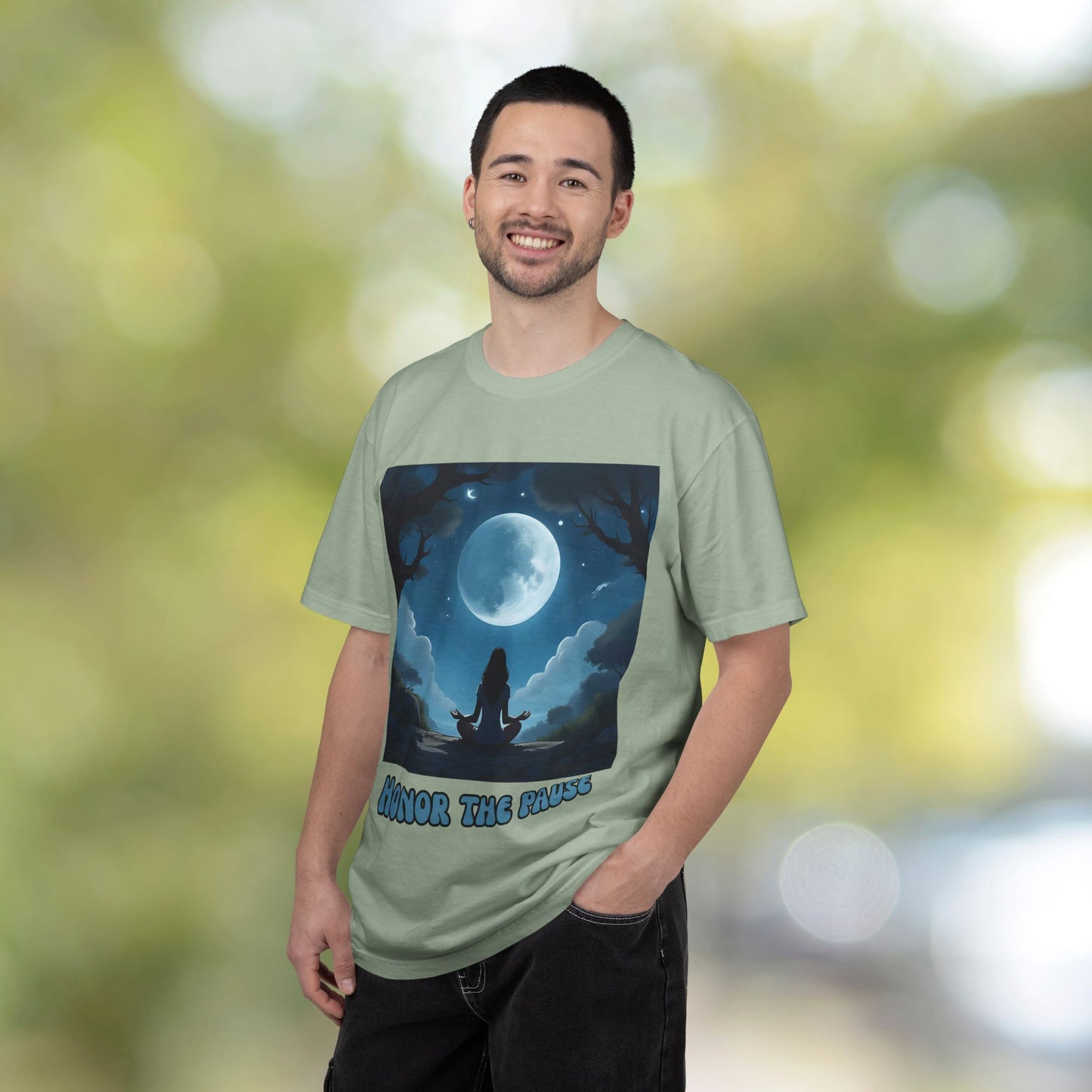 Honor the Pause Graphic Tee | Mindful Meditation Shirt | Celestial Self-Care Affirmation