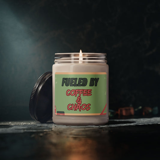 Fueled by Coffee & Chaos Soy Candle - 9oz Scented Candle - Funny Teacher & Parent Gift