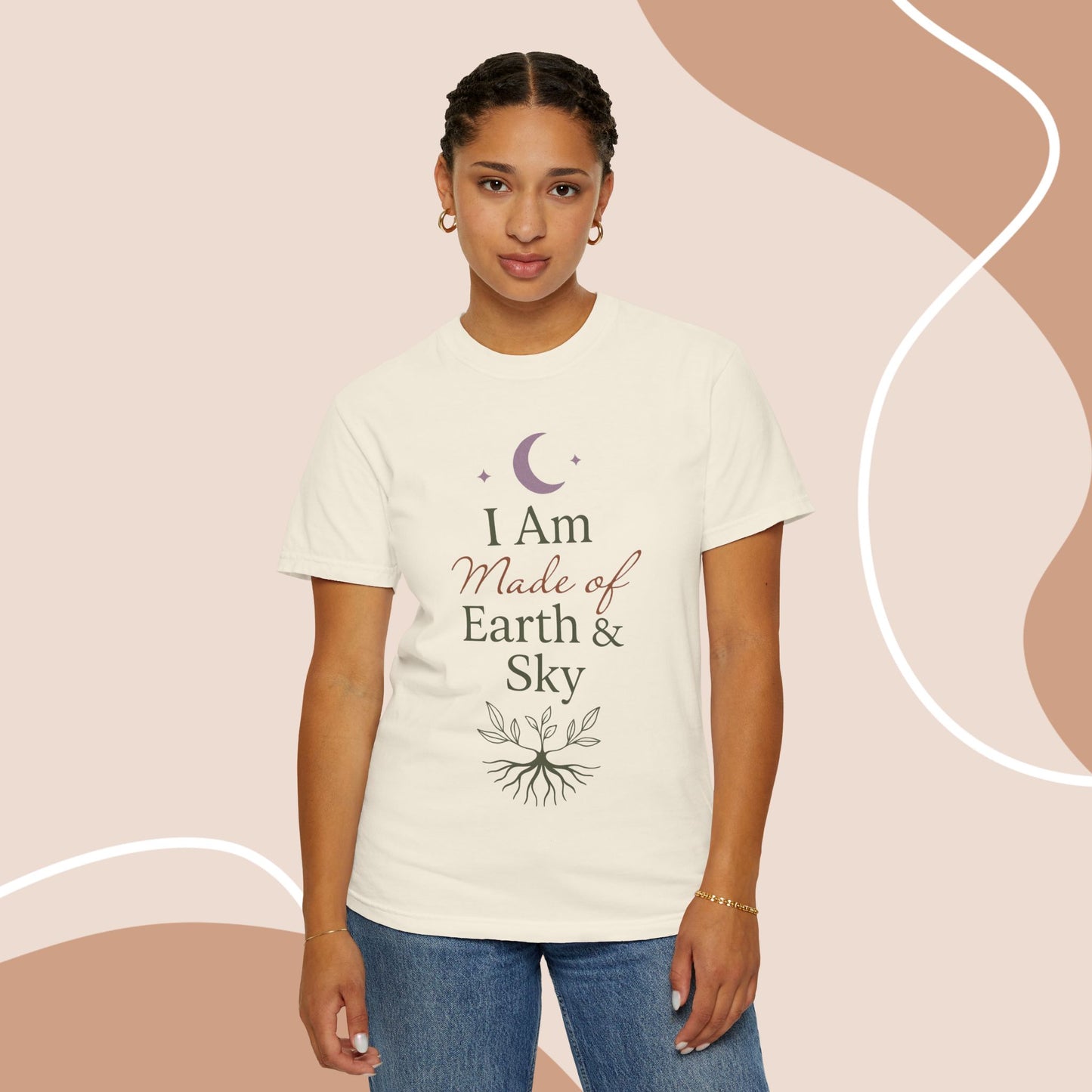 Earth & Sky Celestial Graphic Tee | Spiritual Nature Aesthetic Unisex Comfort Shirt