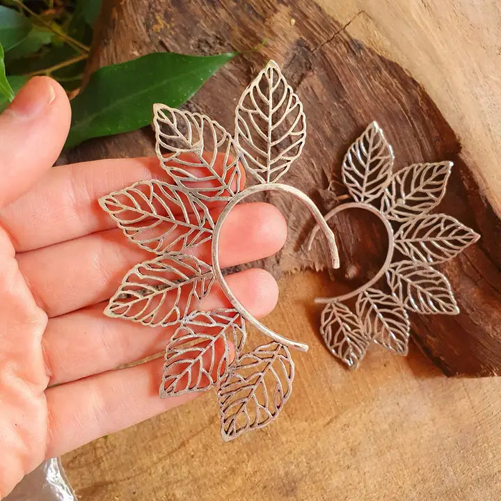 Handmade Brass & Silver Leaf Ear Cuff