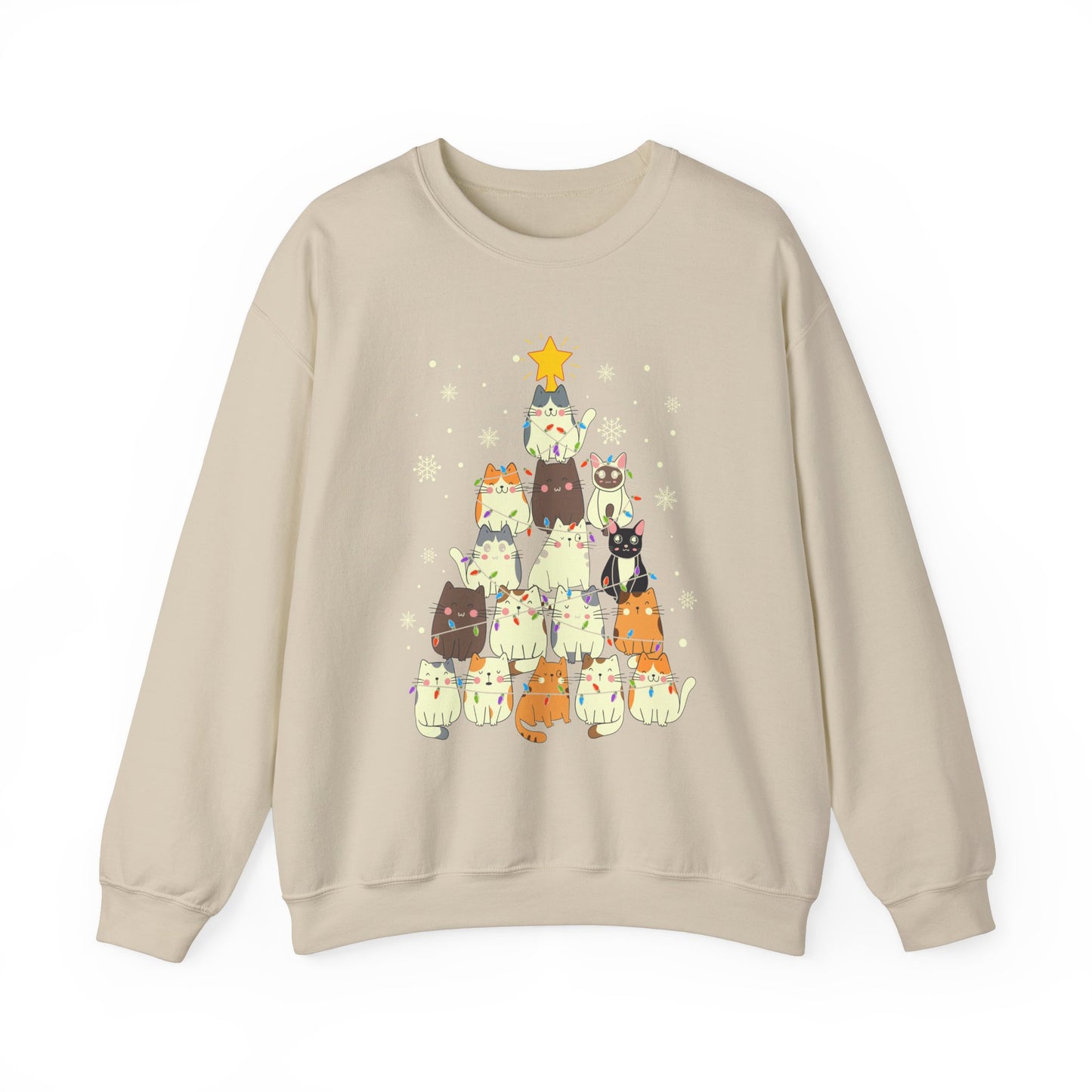 Cat Christmas Tree Unisex Heavy Blend™ Crewneck Sweatshirt