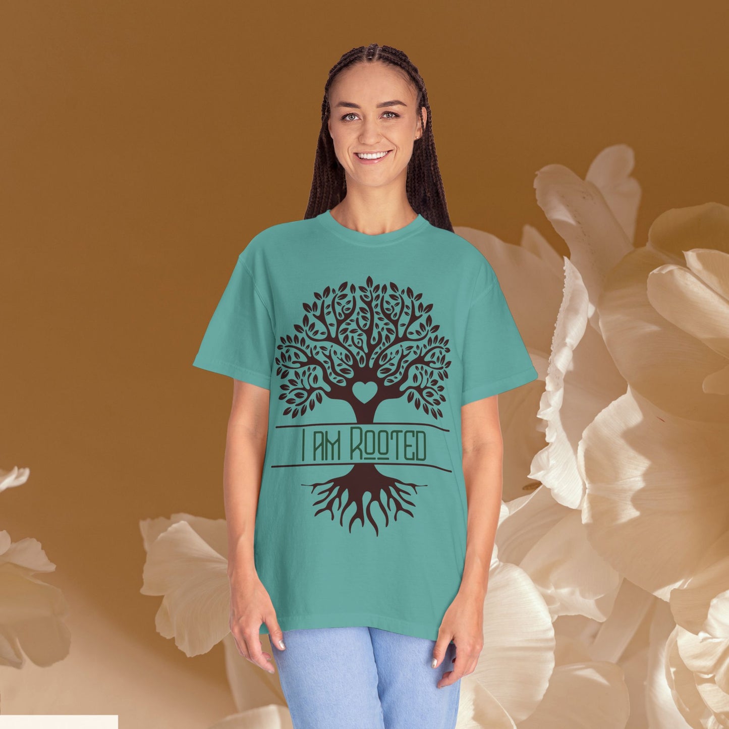 I Am Rooted Botanical Tree Tee | Heart-Centered Grounding Shirt | Yoga & Mindfulness Graphic