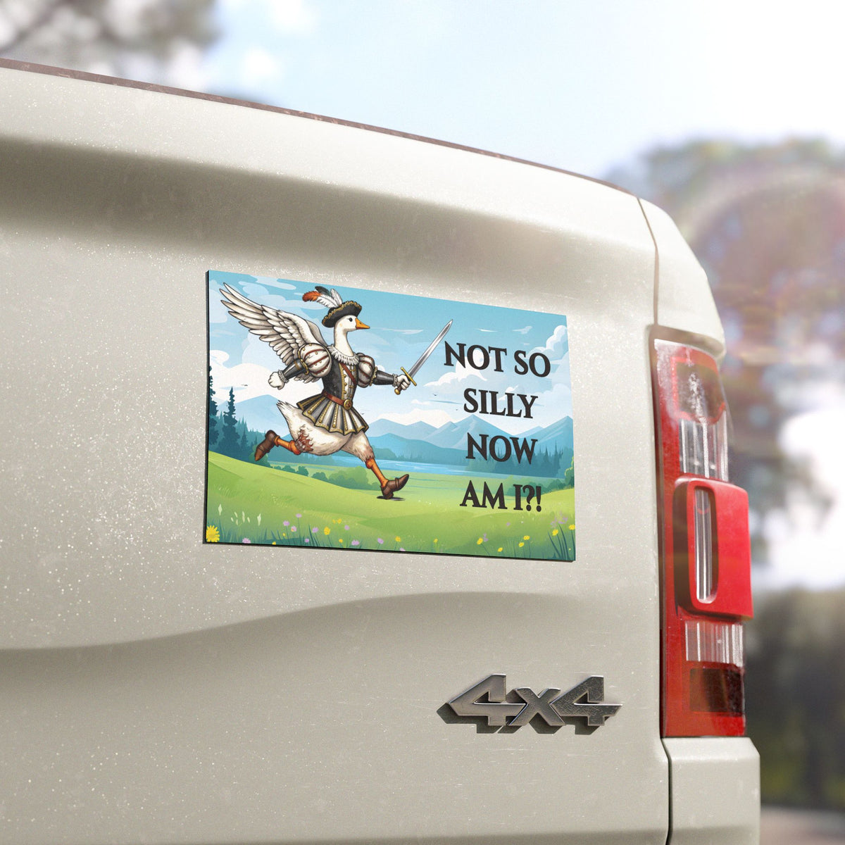 Not So Silly Now Am I? Duck Knight Car Magnet
